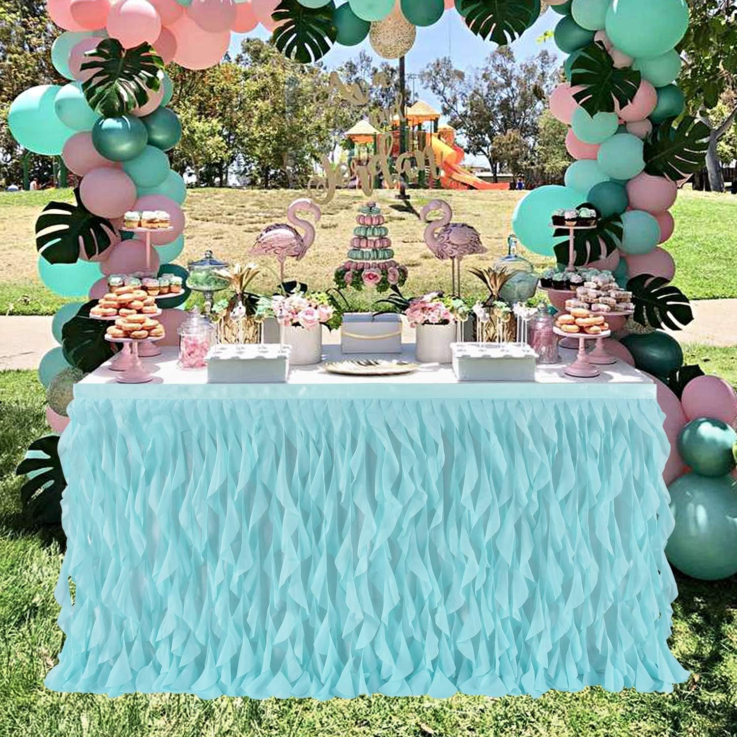 Leegleri 14FT Tutu Table Skirt 14 Foot Tablecloth Mermaid Design