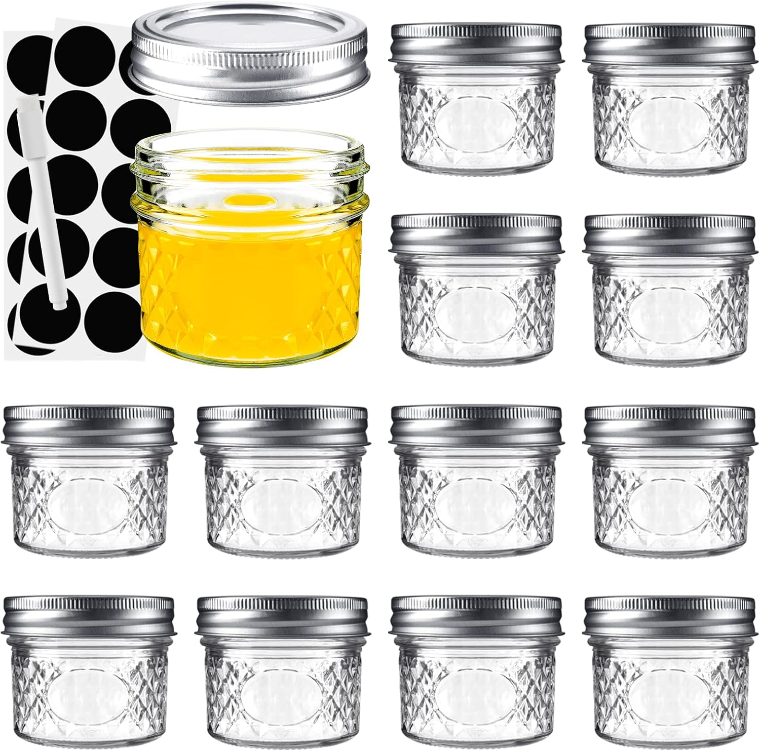 Asika Mini Glass Jars Canning Jars 4 oz With Lids