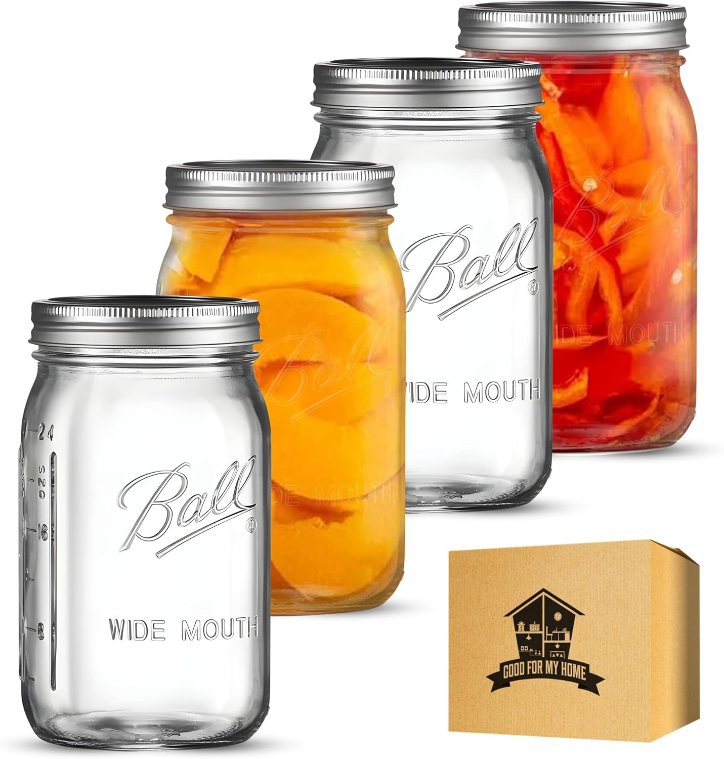 Wide-Mouth Mason Jars Set of 4 32 oz