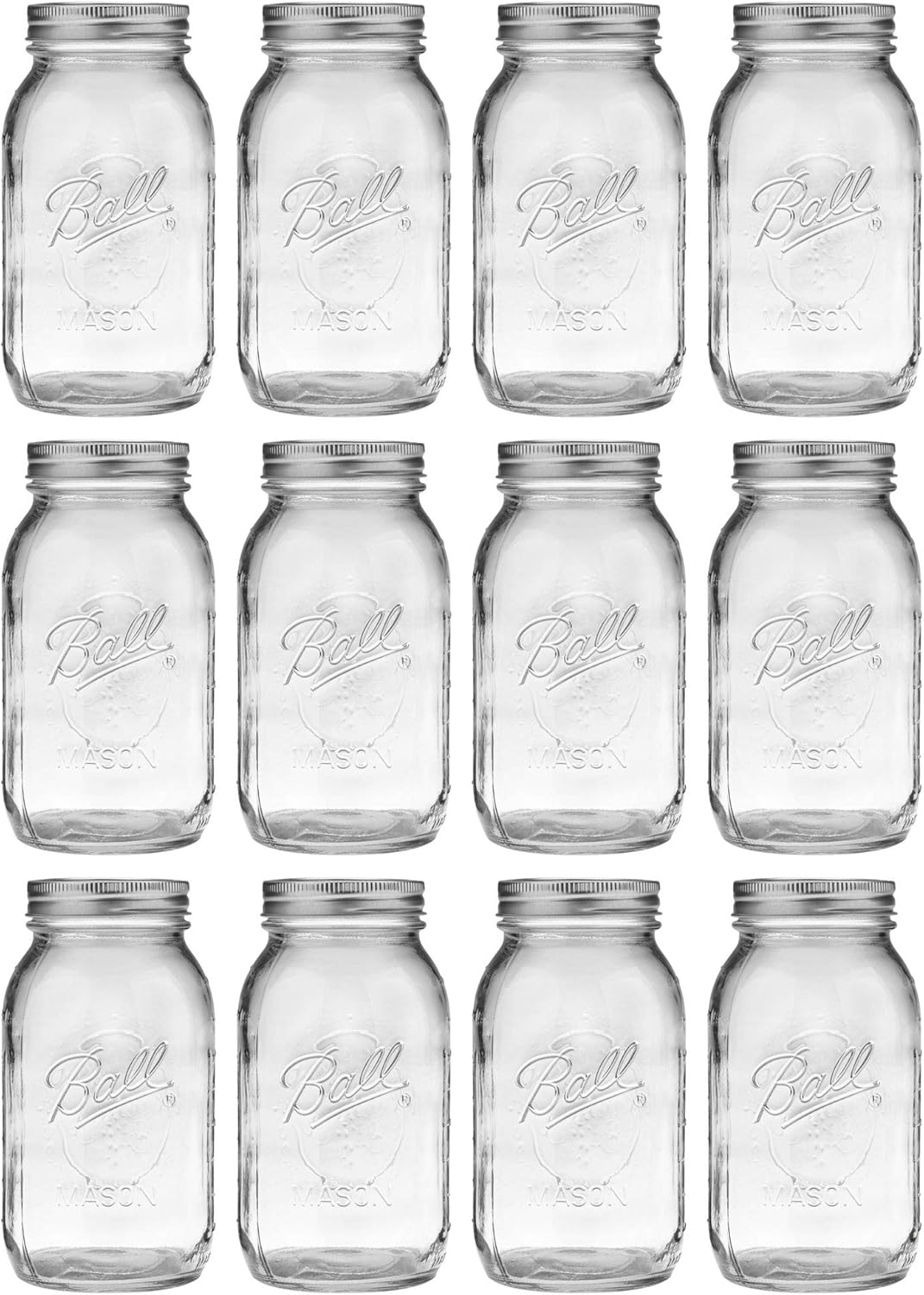12 Piece Canning Jars with Clear Glass Safe for Home Cooking