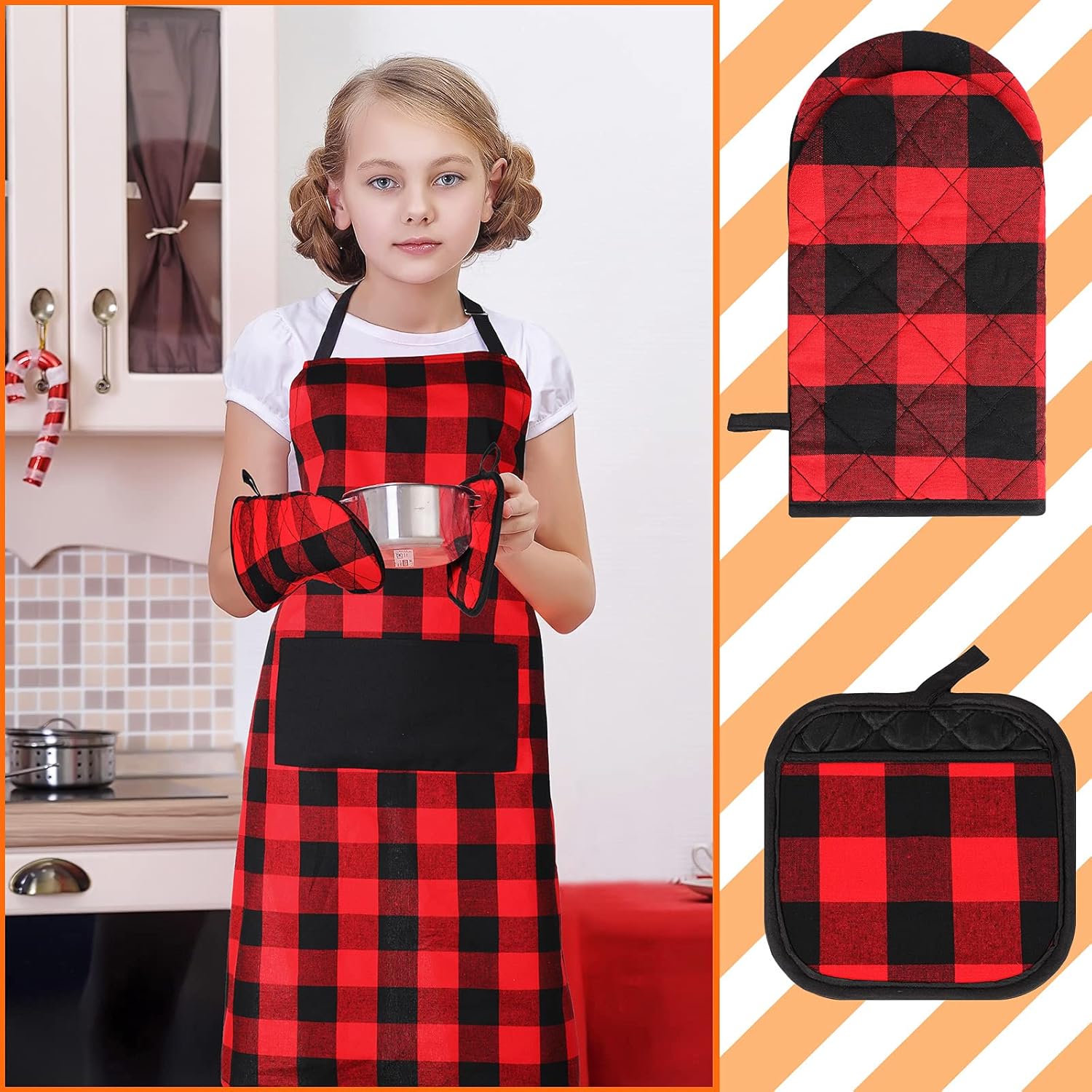 SATINIOR 6-Piece Buffalo Plaid Kitchen Set