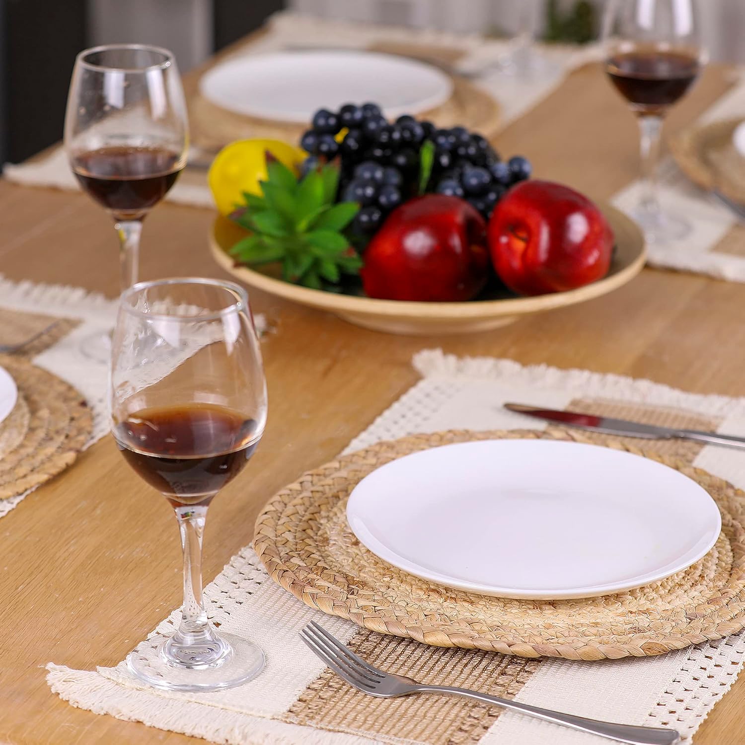 Natural Boho Placemats Set - Rustic Durable for Home Use