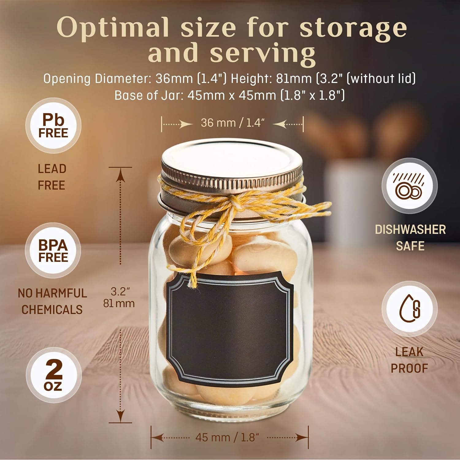 Mini Mason Jars with Chalkboard Labels Lids 12 Pack