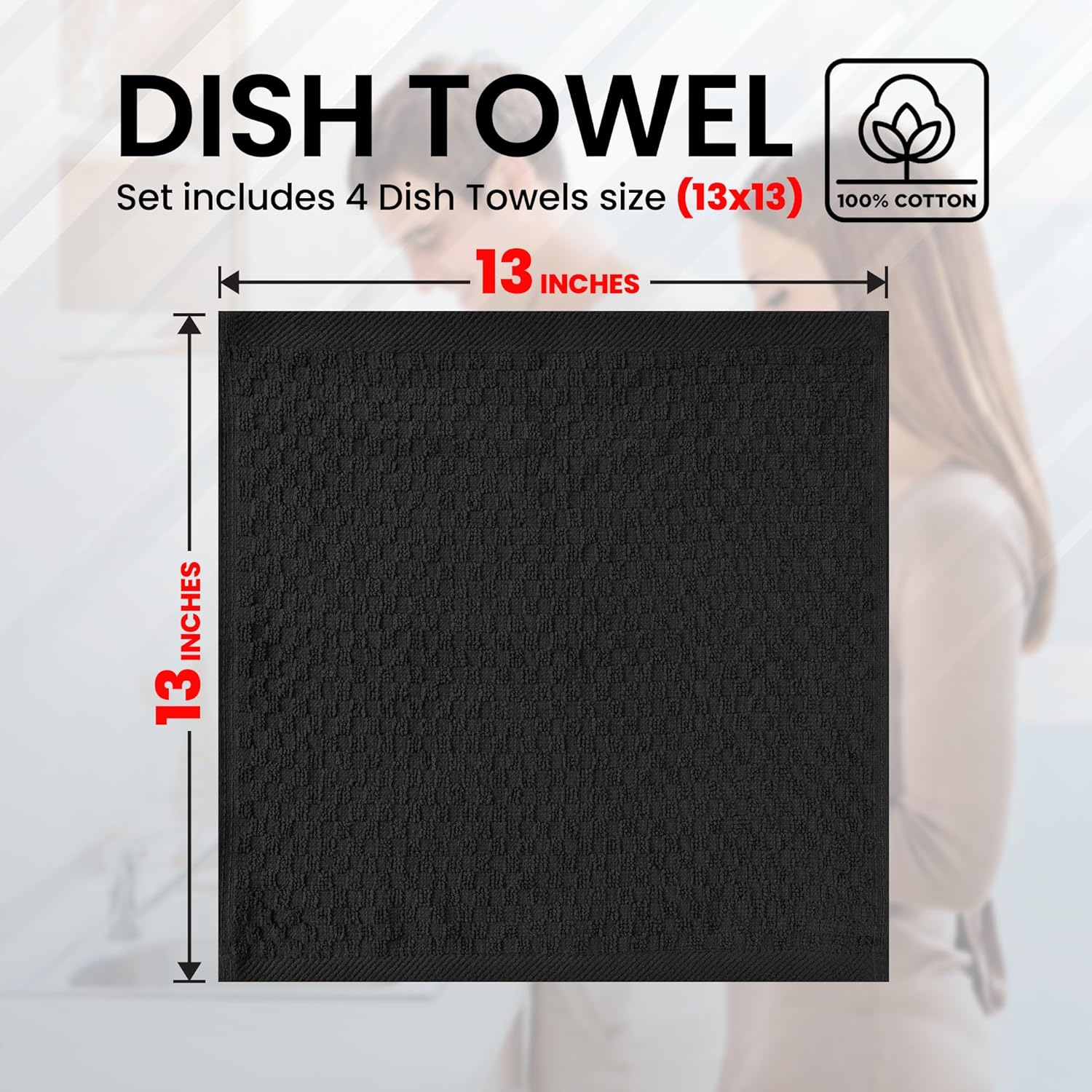 Premium Dishcloth Set - Black 100 Cotton