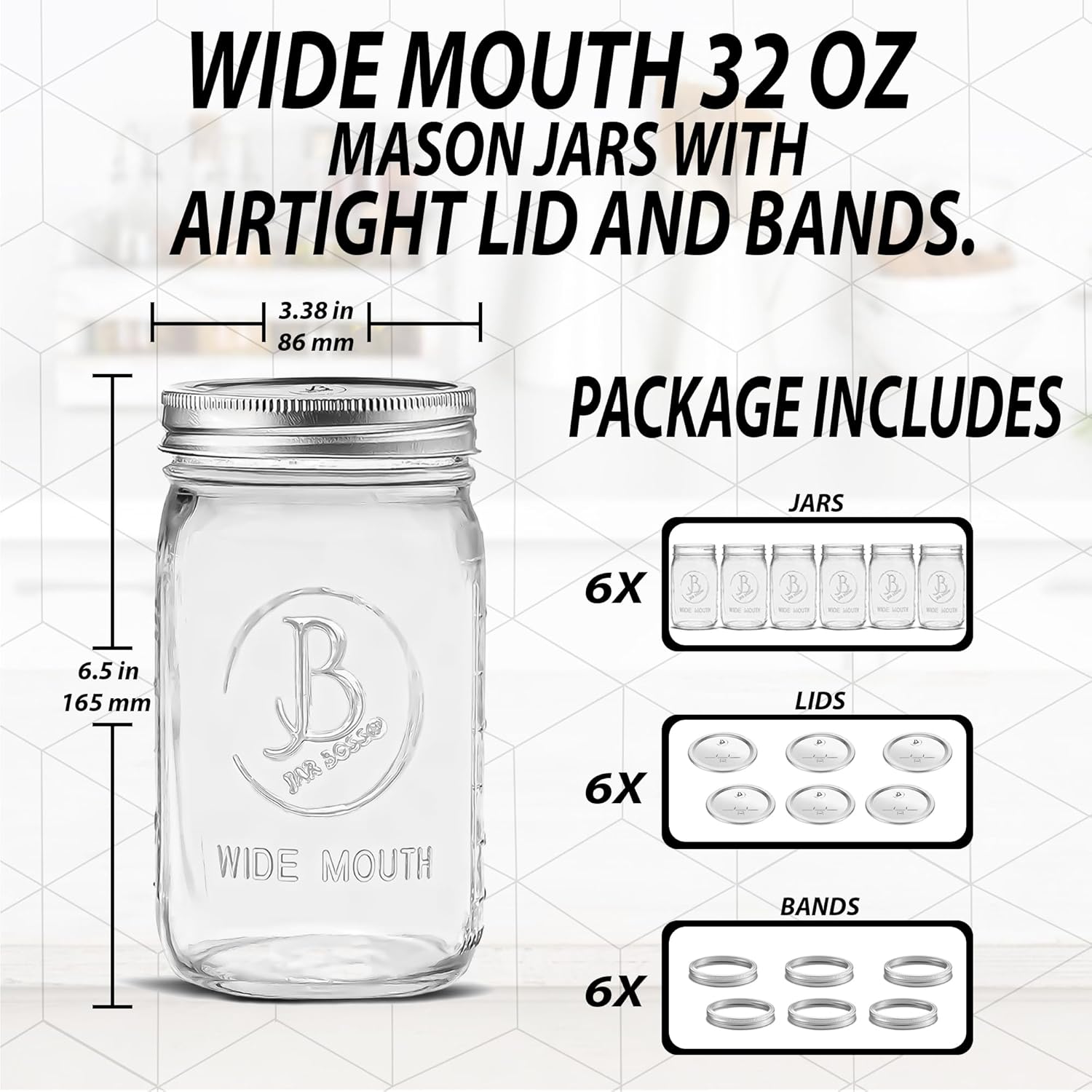 jar boss wide mouth mason jars 32 oz 6 pack