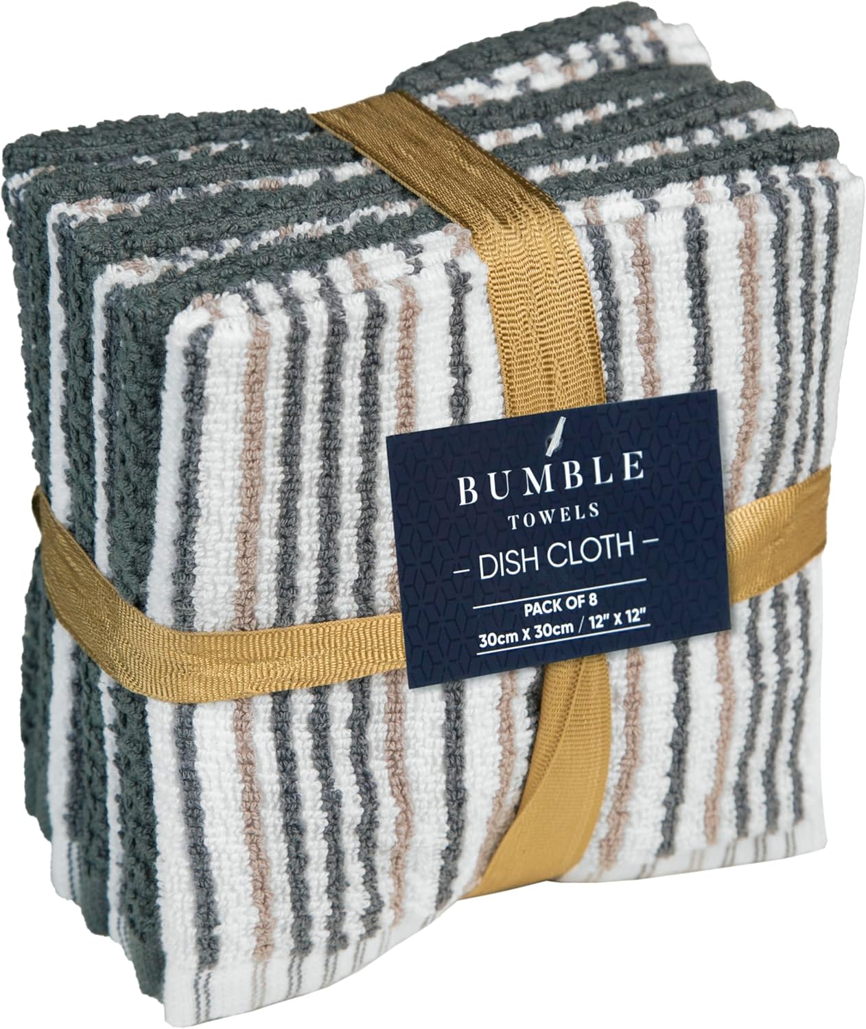 Bumble Premium Dish Cloths 12x12 Soft Absorbent Natural Cotton Reusable 8-Pack