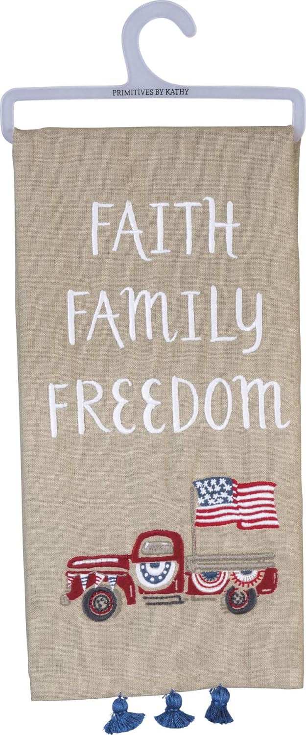 Patriotic Functional 20x26 Cotton Disk with Embroidered Truck Flags