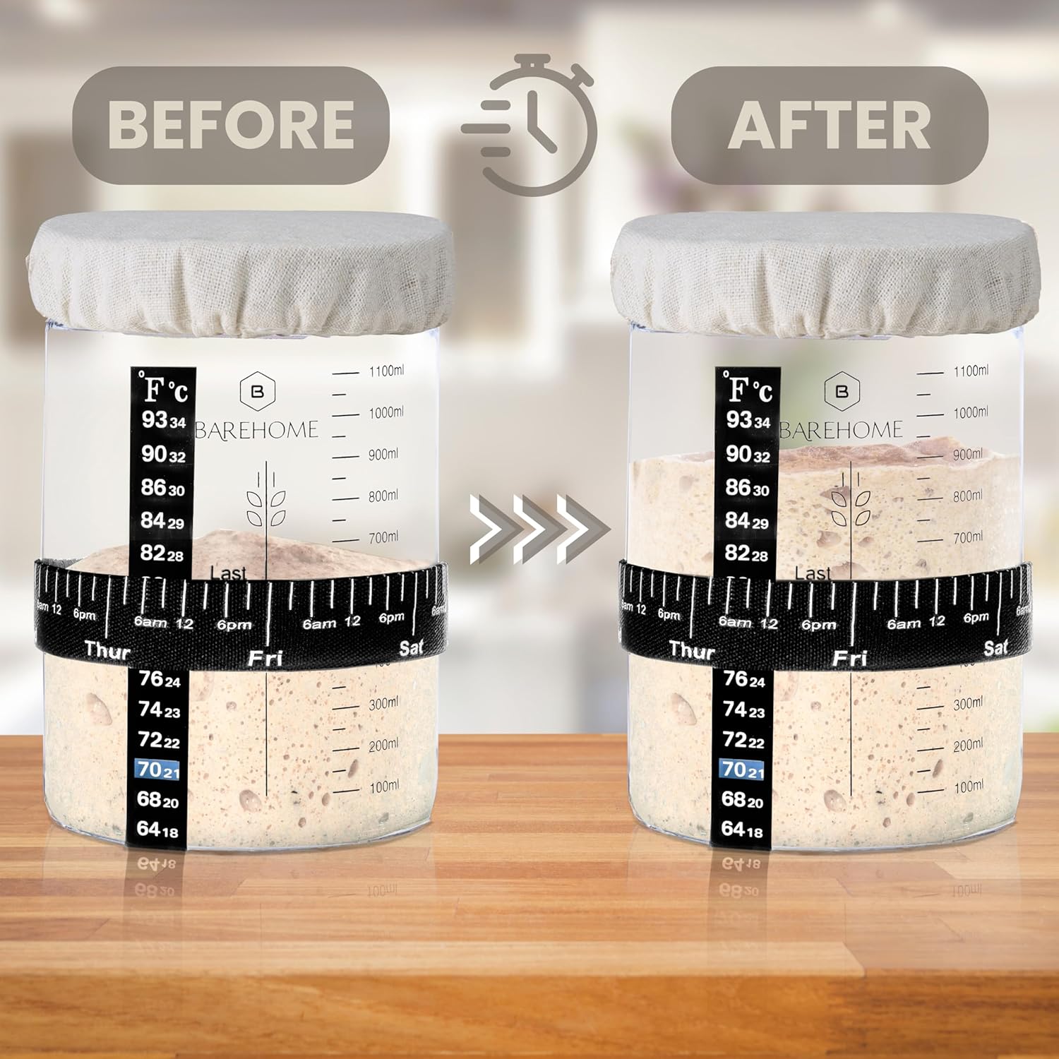 BareHome Sourdough Starter Jar Kit Proven Pro