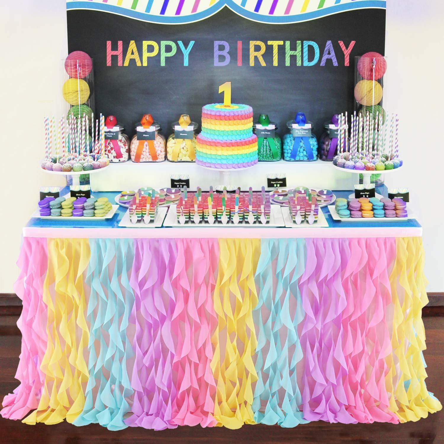 Rainbow Curly Willow Table Skirt