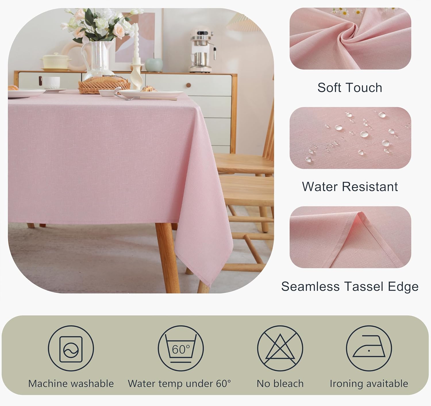 Alsoo Textured Tablecloth for 60x90 Inch Dining Tables