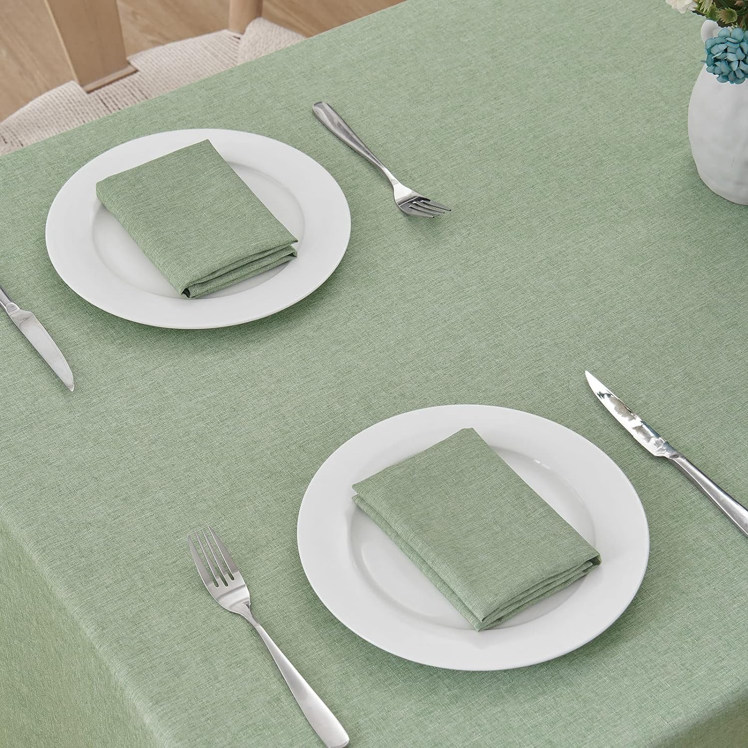 Stain-Resistant Water Resistant Rectangle Tablecloth 60x84 Sage Green