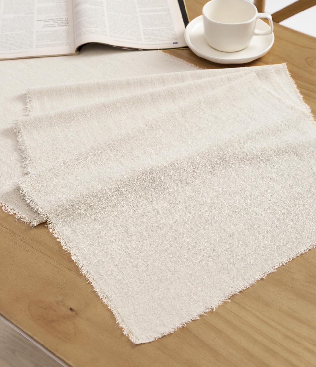 Vitalizart Beige Slub Table Runner for Rustic Dining