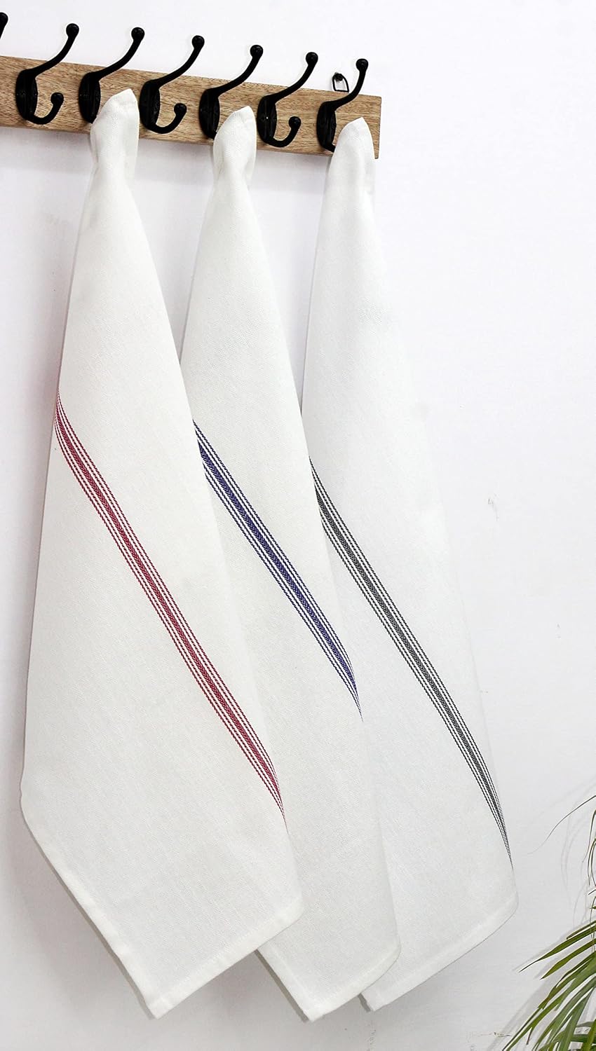 Cotton Craft Scandia Stripe 12-Pack Multi-Functional Kitchen Towels Eco-Friendly Reusable