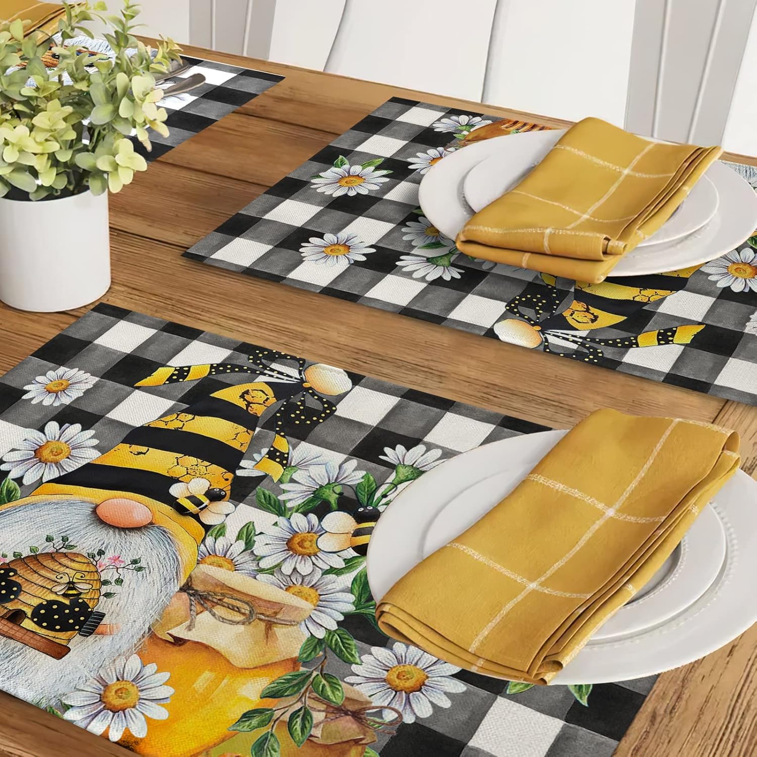 Seliem Spring Bee Gnome Placemats Set of 4