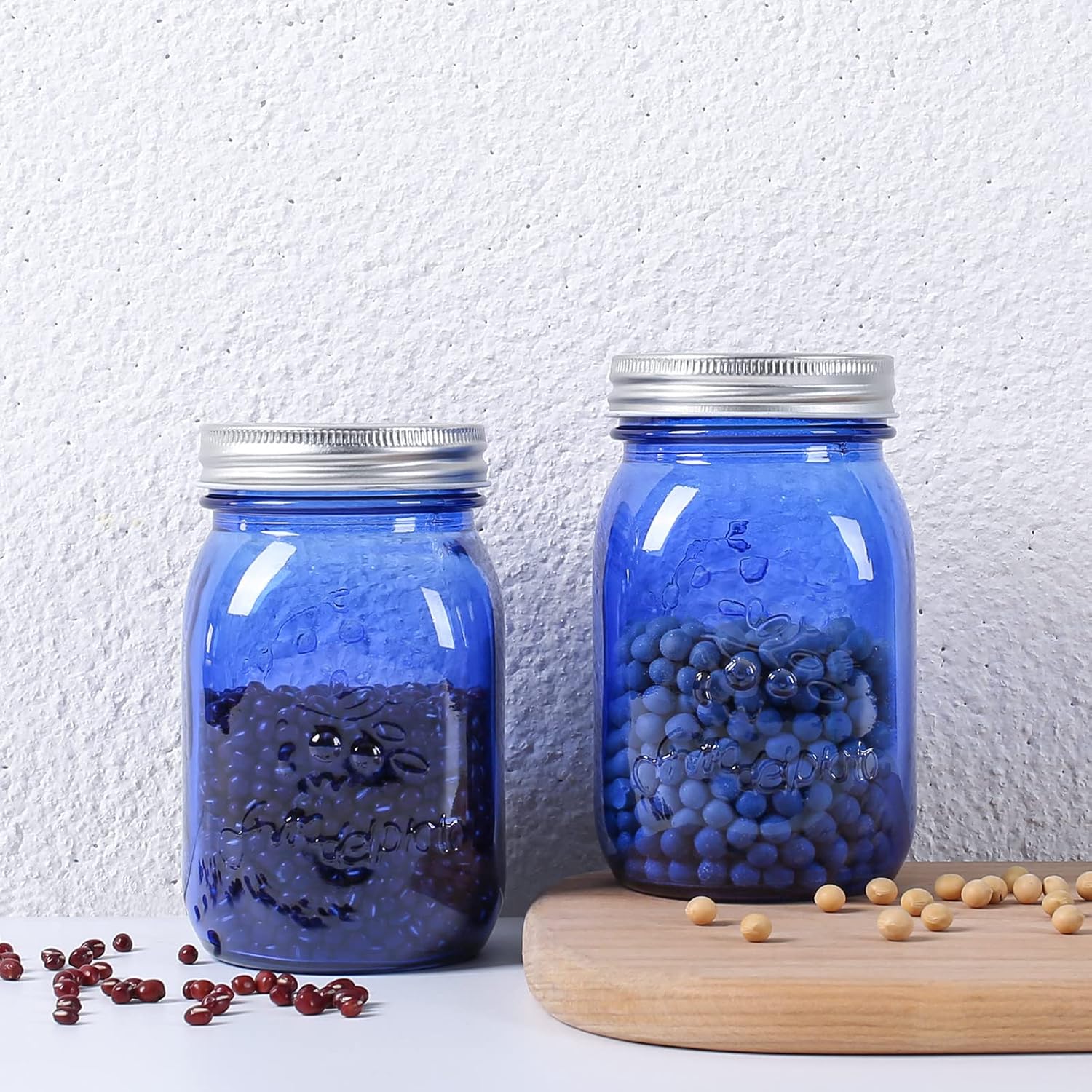 Amzcku 6-Pack Blue Mason Jars for Canning Storage