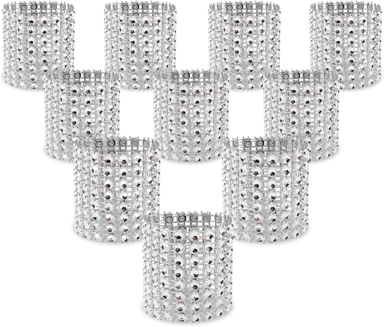 Elegant Rhinestone Napkin Rings 120 Pack Silver Perfect for Weddings Parties
