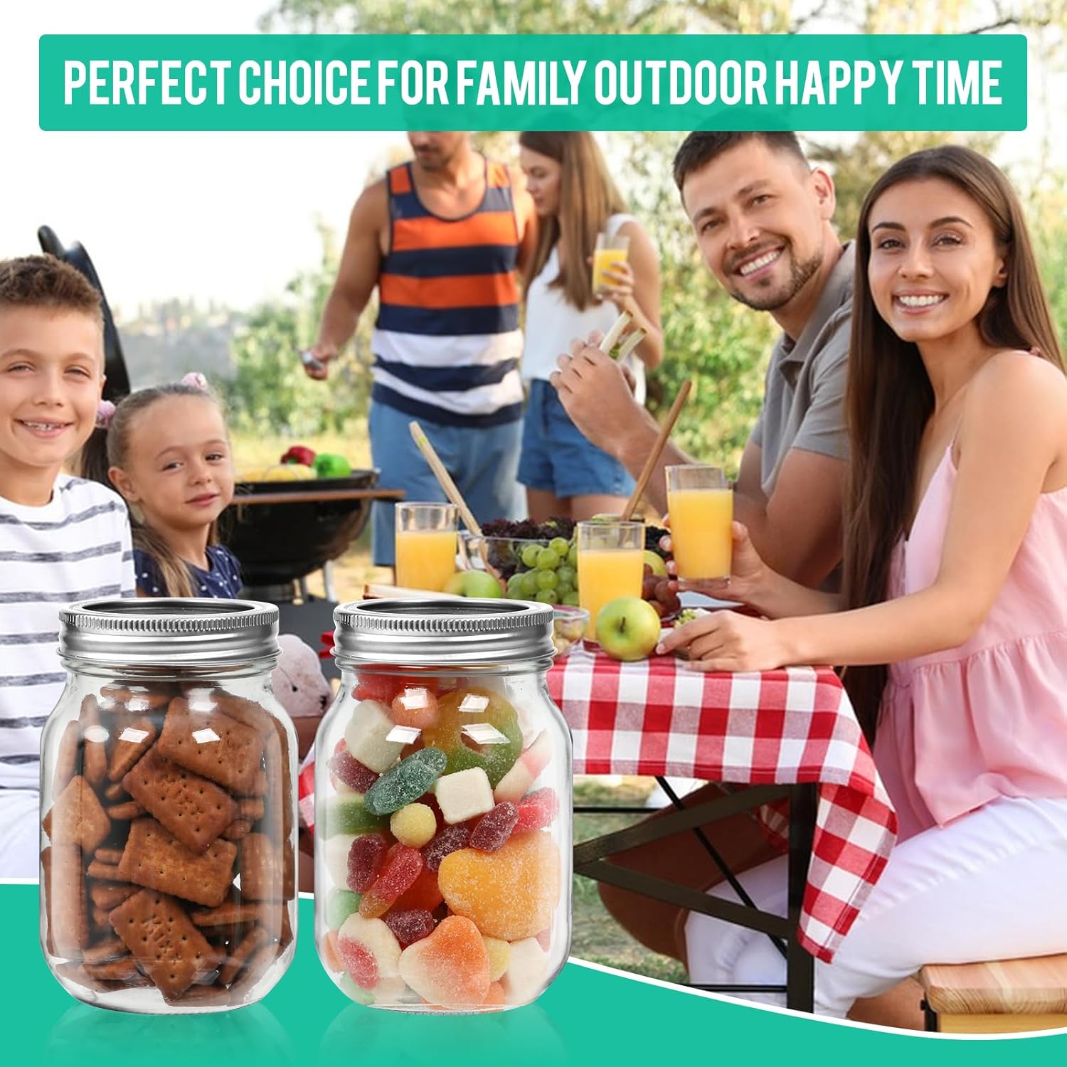 16oz Glass Mason Jars Set Eco-Friendly with Bands 15 Pack