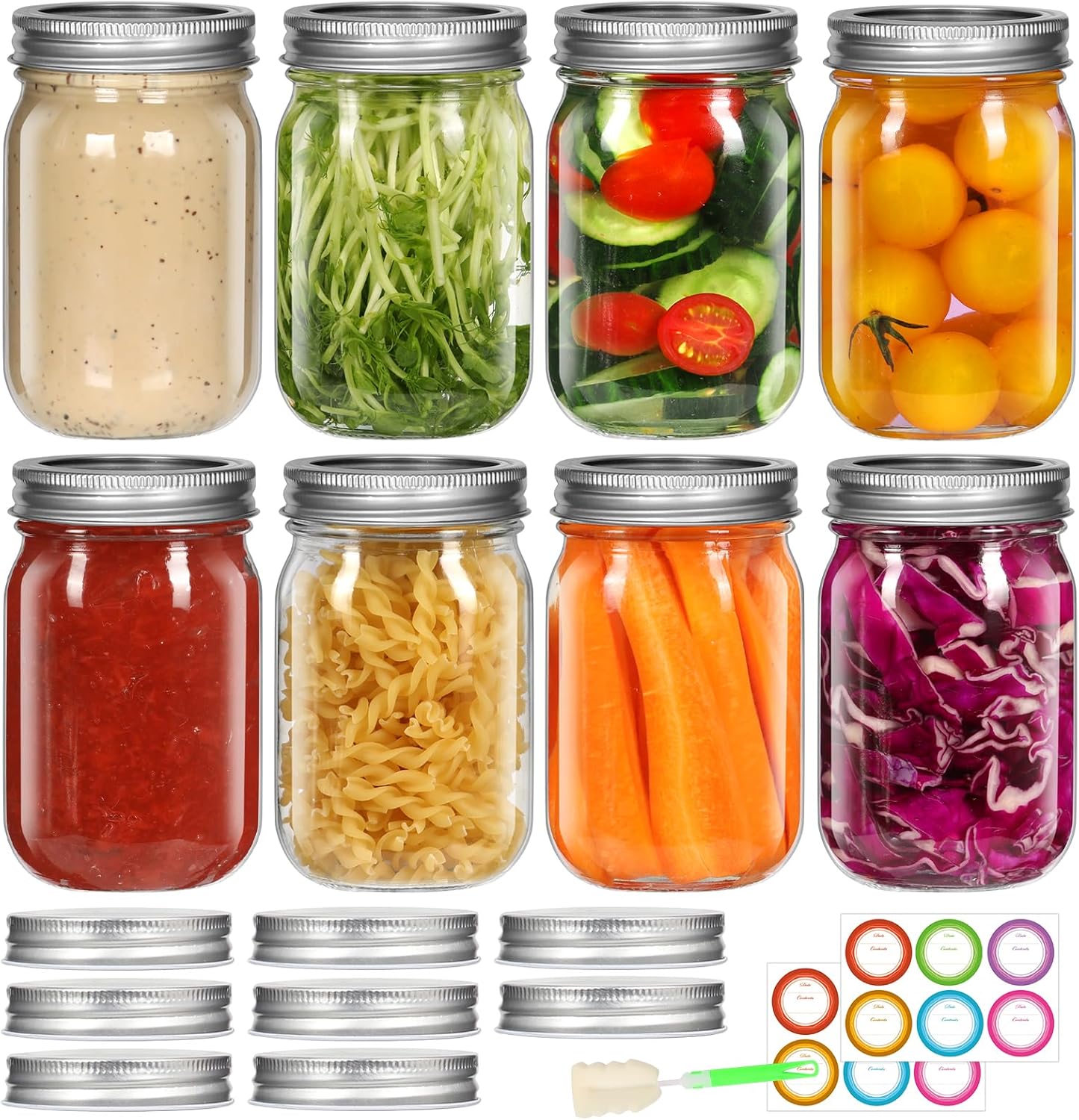 8 x 12 oz Glass Mason Jars