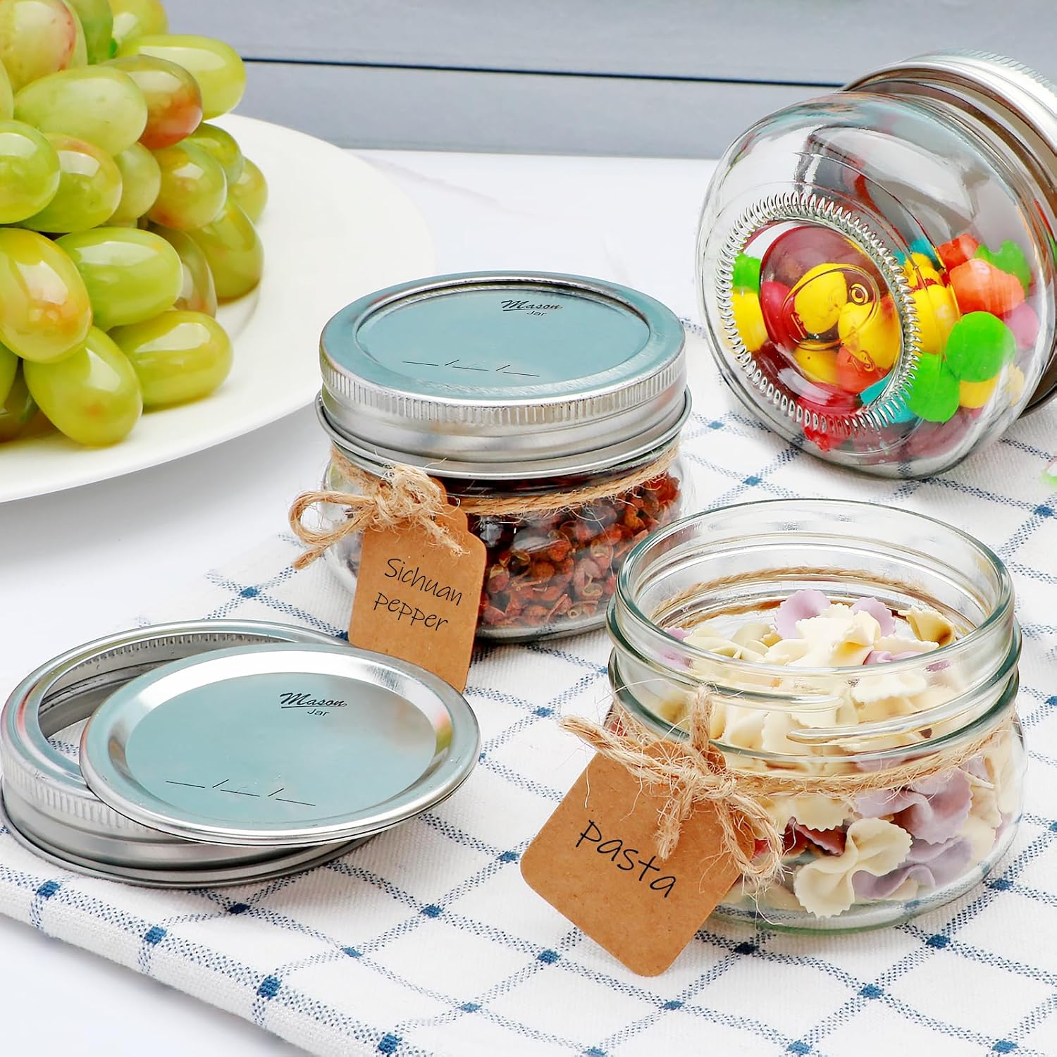 40-Piece Mason Jar Set Glass Storage Jars with lids