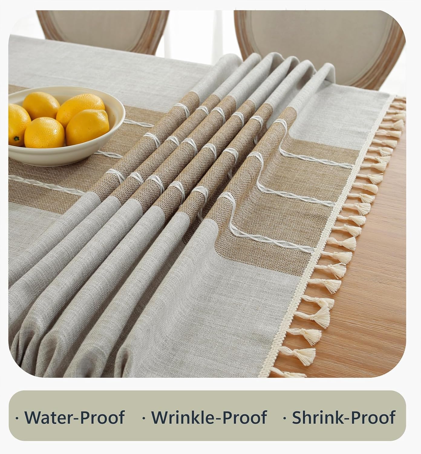 Alsoo Rectangle Tablecloth Waterproof Cotton Linen Rustic 55x90 Inches