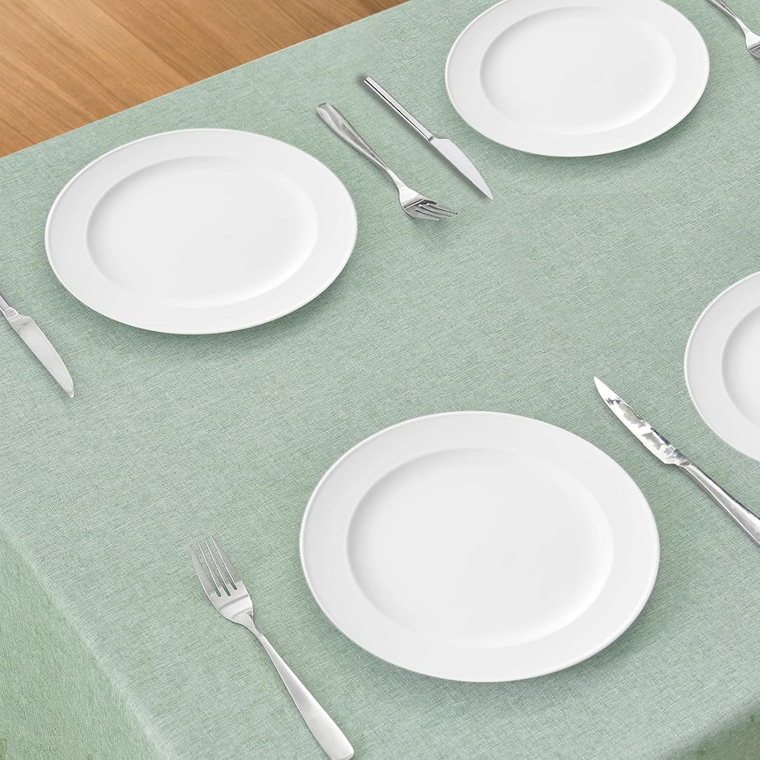 Poposa Rectangle Tablecloth Sage Green Water Resistant Stain-Resistant 52x70