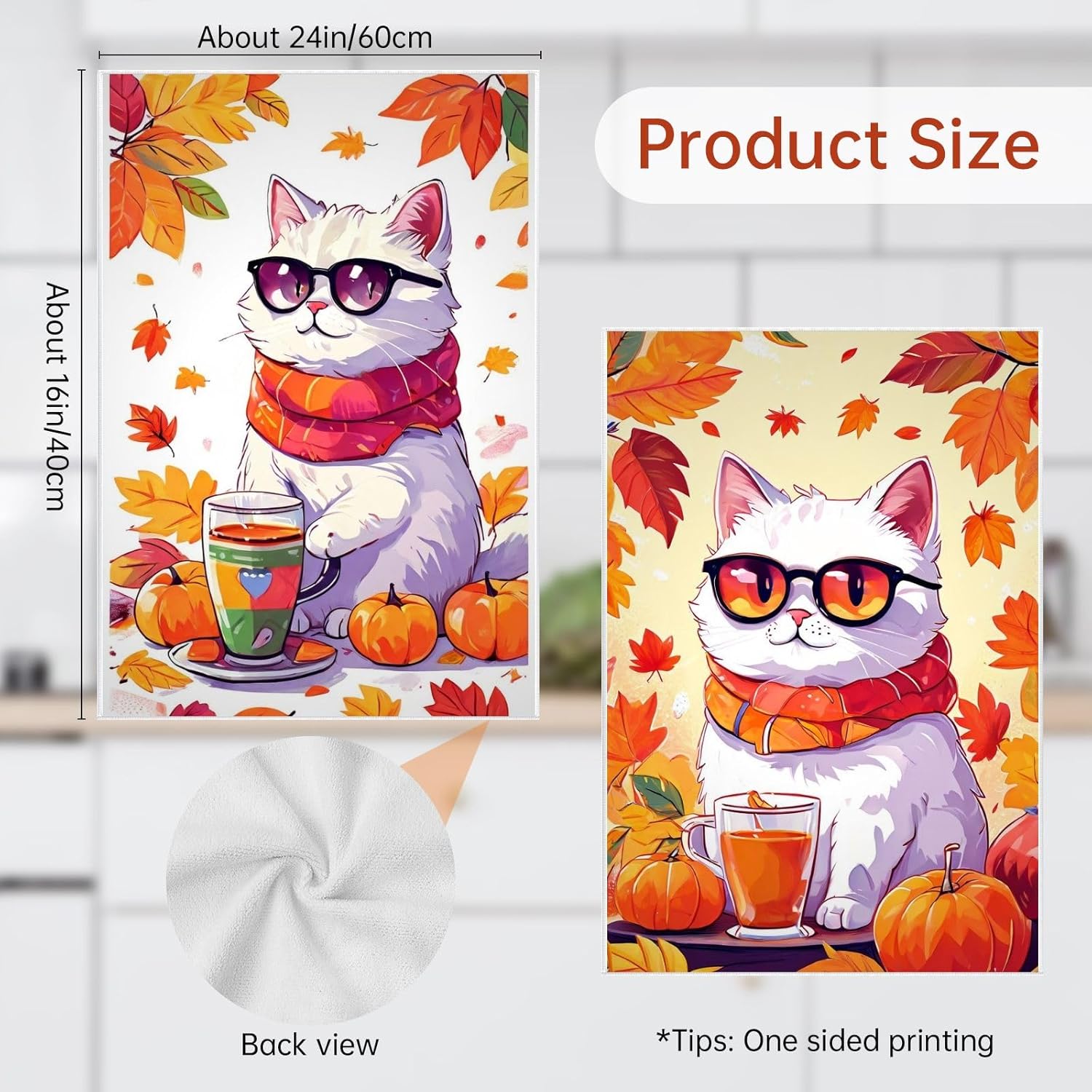 Oeught Autumn Themed Kitchen Towel Set 4Pcs 1