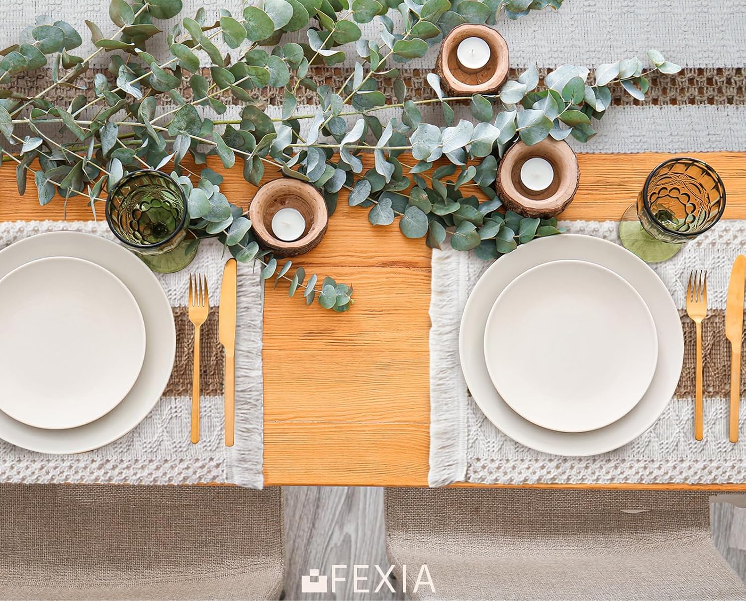 FEXIA Boho Placemats Set of 6 - Fall Christmas Kitchen Linens