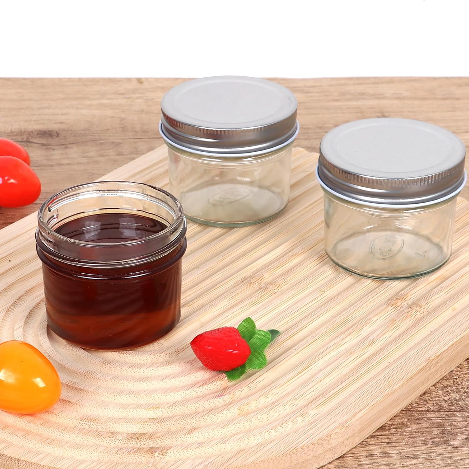 Haneye Small Mason Jars 8-Pack 4oz Glass with Regular Lids
