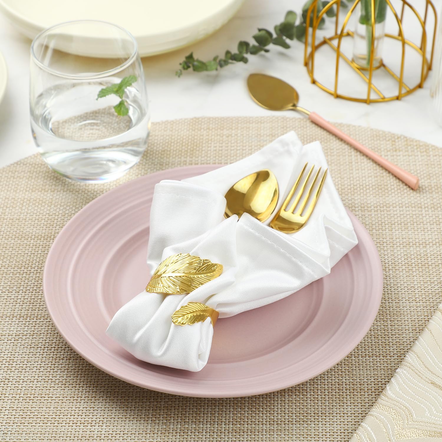 12 Joyful Napkin Rings Elegant Gold Leaf Napkins for Every Occasion