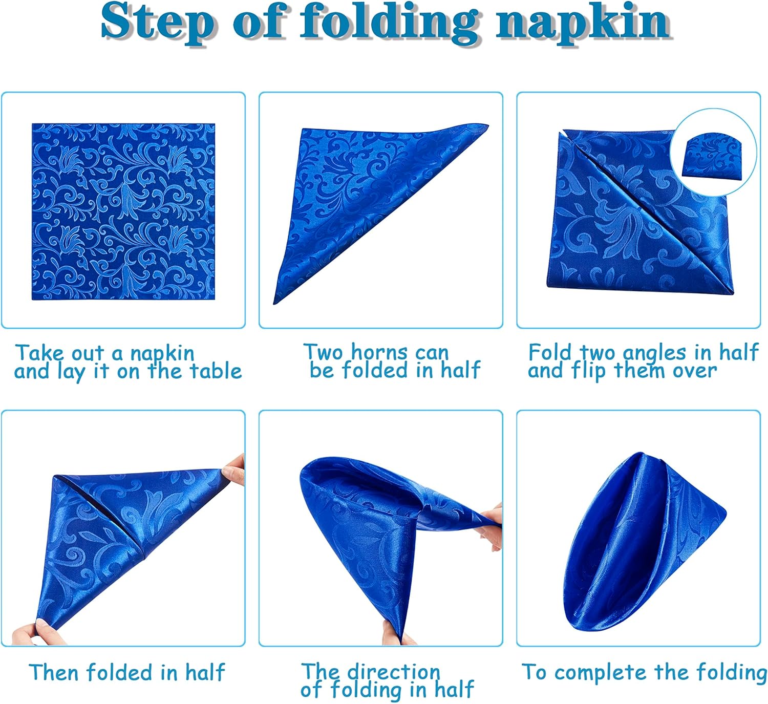 16 x Royal Blue Satin Napkins for Dining