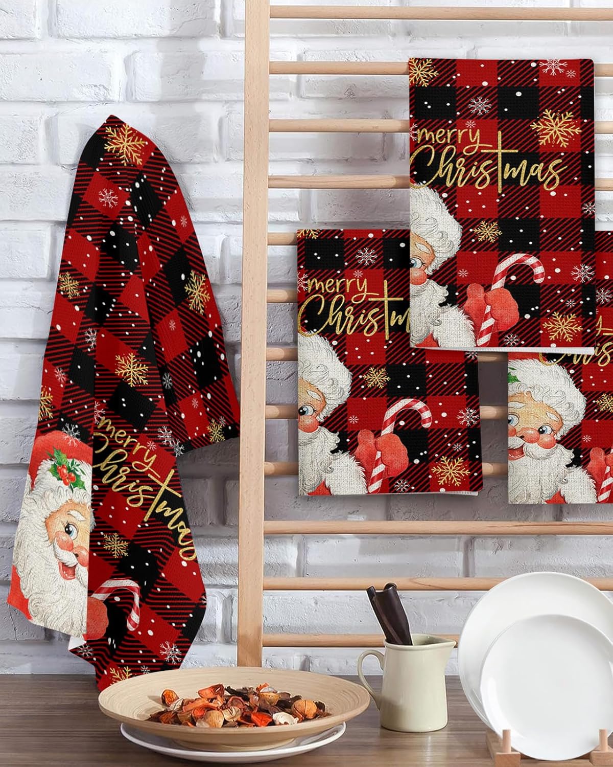 Holiday Christmas Santa Hand Towels