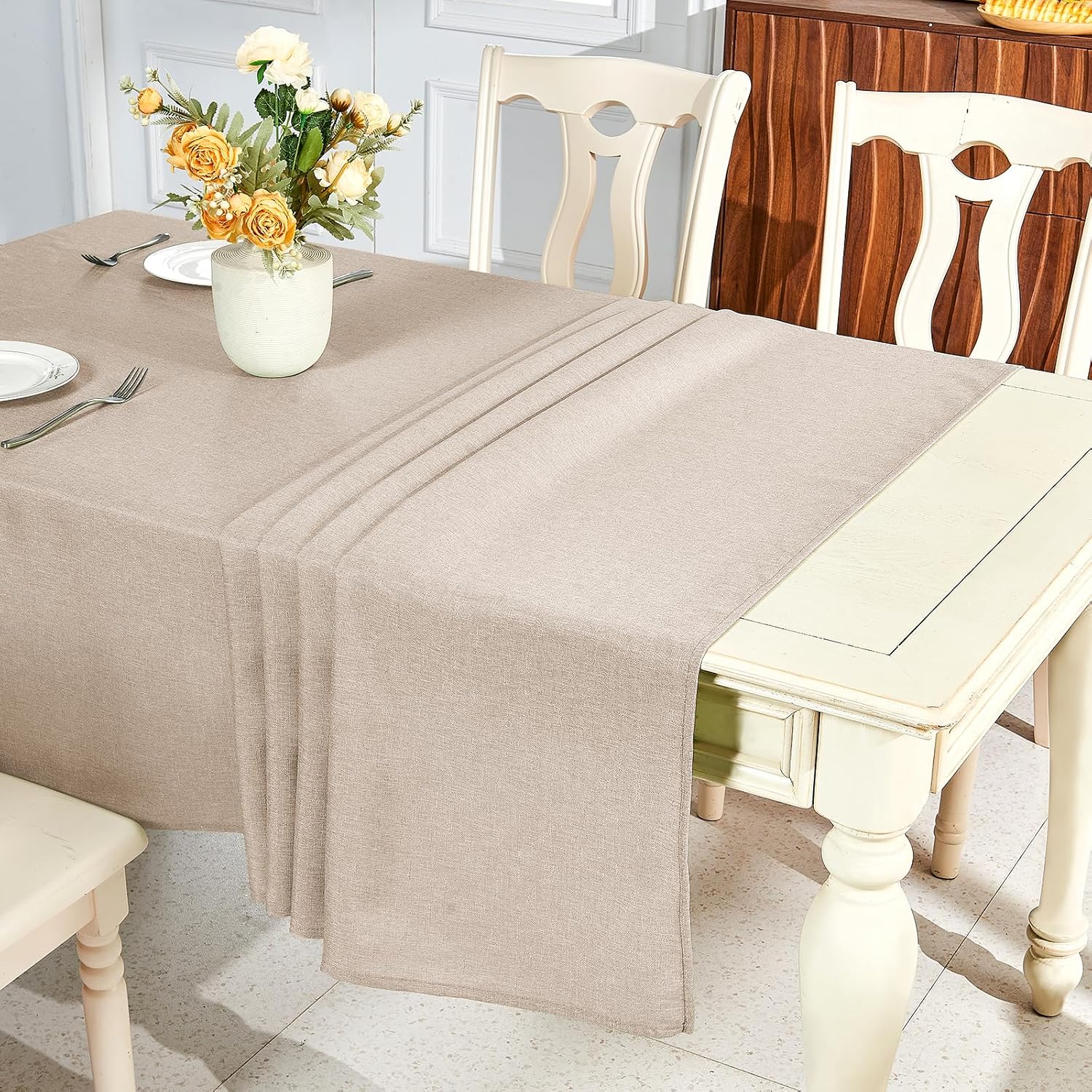 Elegant Khaki Tablecloth for Rectangle Tables
