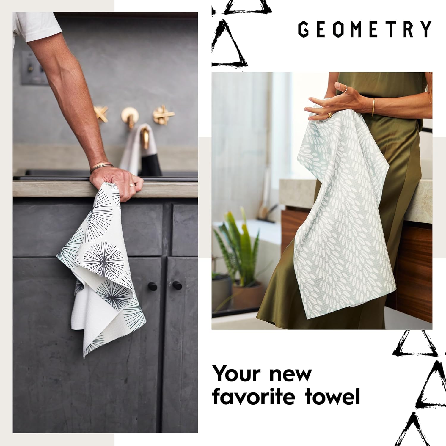 Geometry Kitchen Tea Towels Set Cherry Limeade 2-Pack