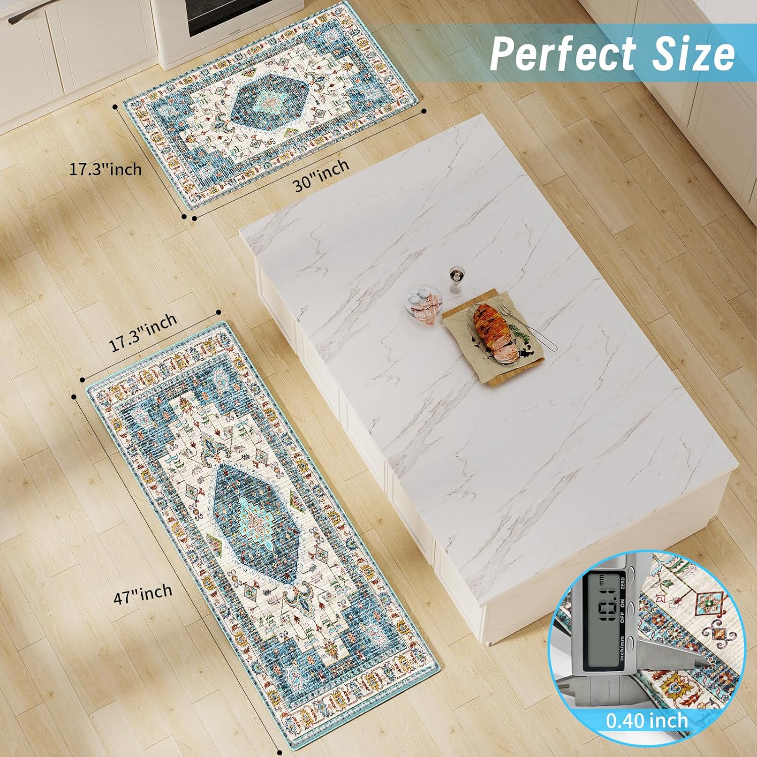 HappyTrends Boho Anti-Fatigue Kitchen Mat Set for Ergonomic Comfort