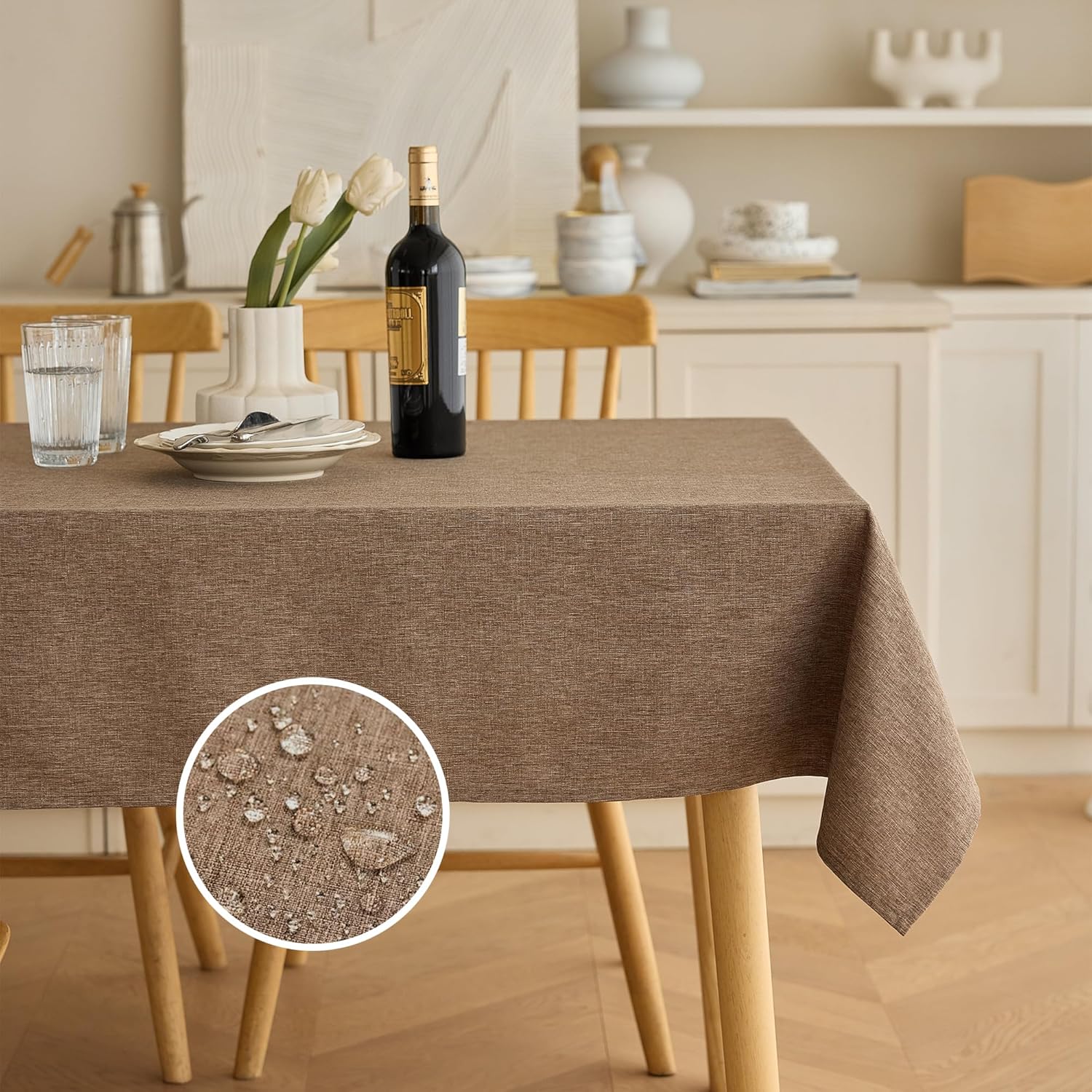 60x84 Inch Waterproof Restaurant Tablecloth Stain Repelling