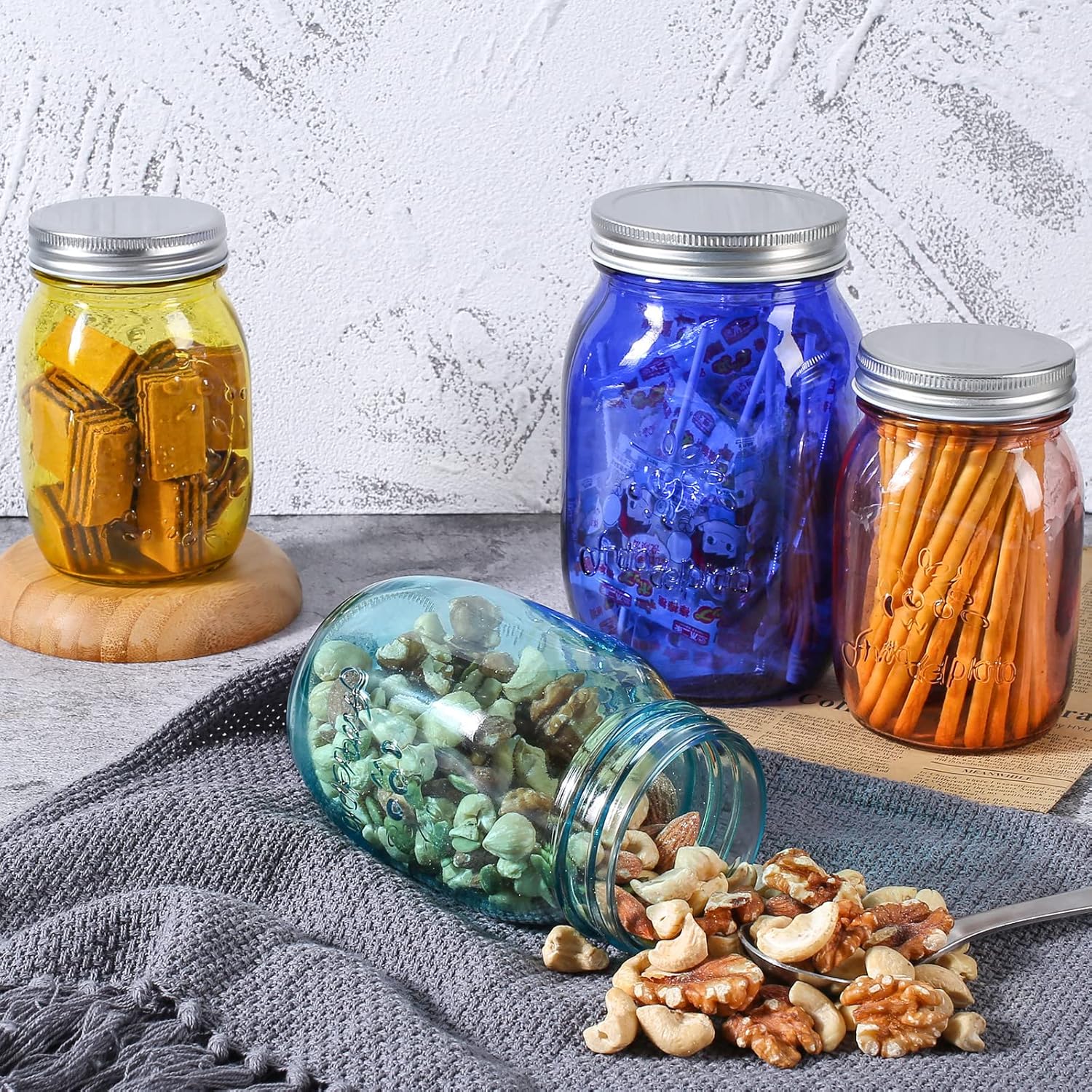 Sturdy 16 oz Teal Mason Jars with Sealed Lids