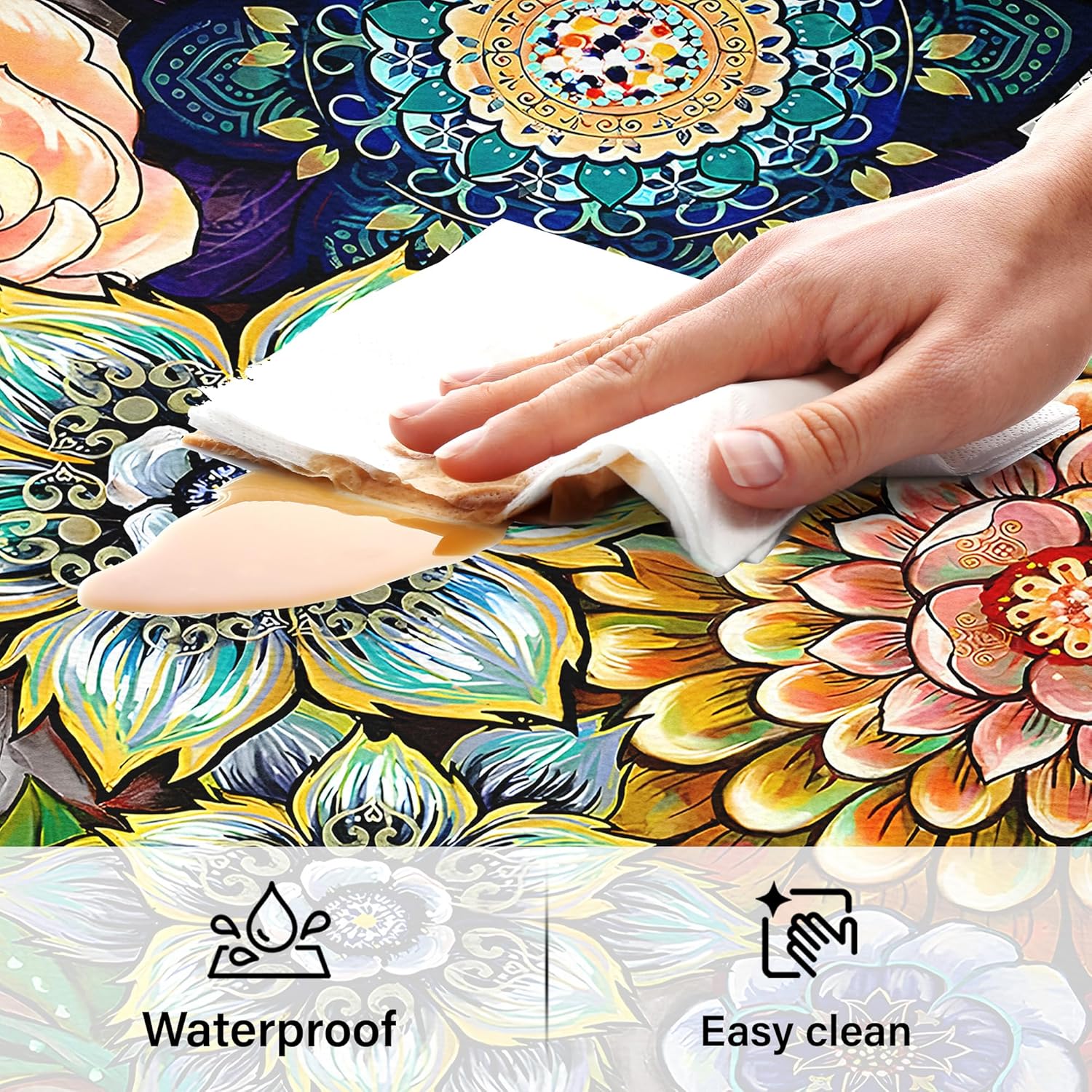 Boho Floral Kitchen Rugs