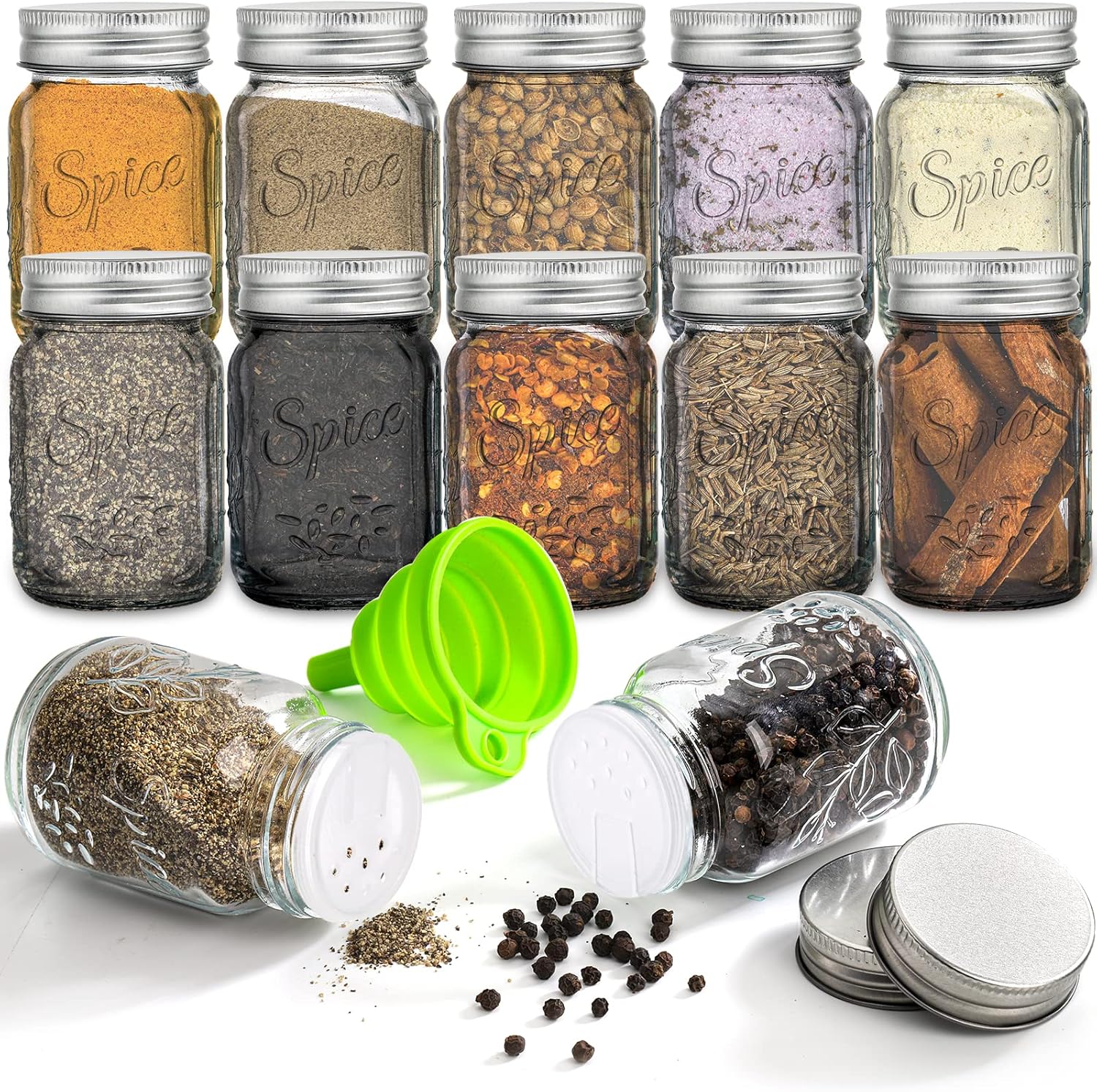 Coloch 30-Piece 4 Oz Glass Mason Spices Jars with Shaker Lids Labels