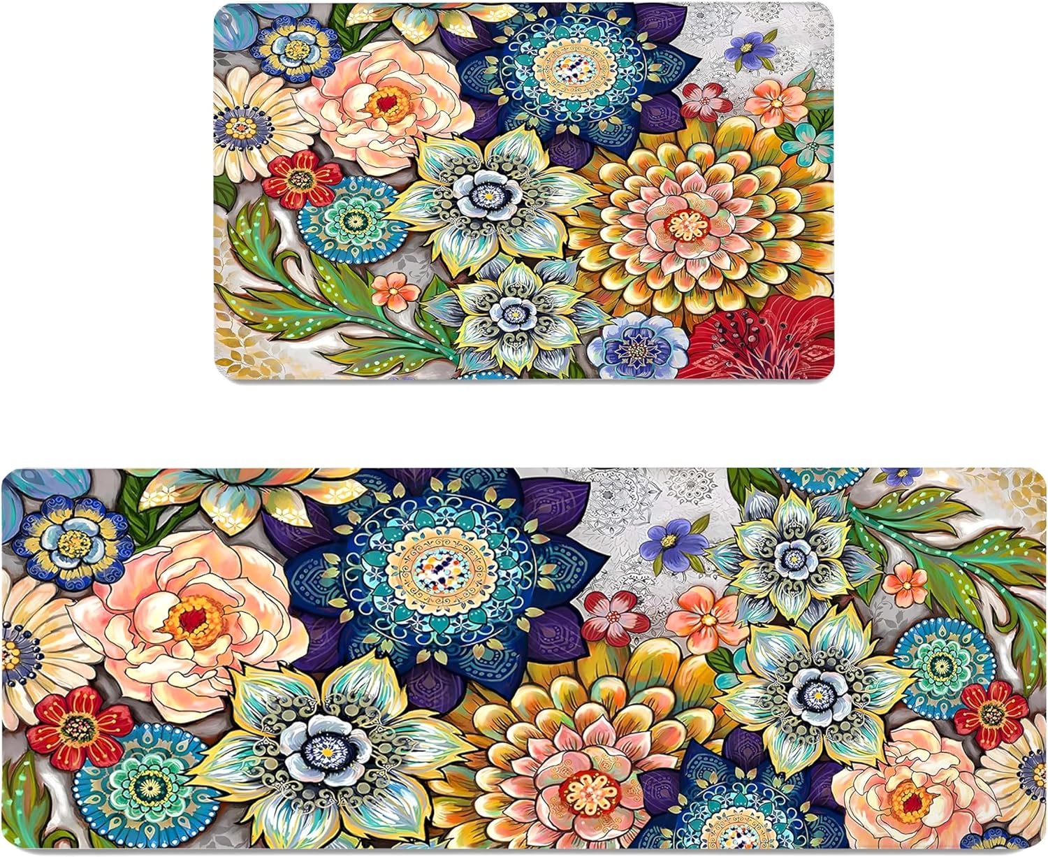 Boho Floral Kitchen Rugs