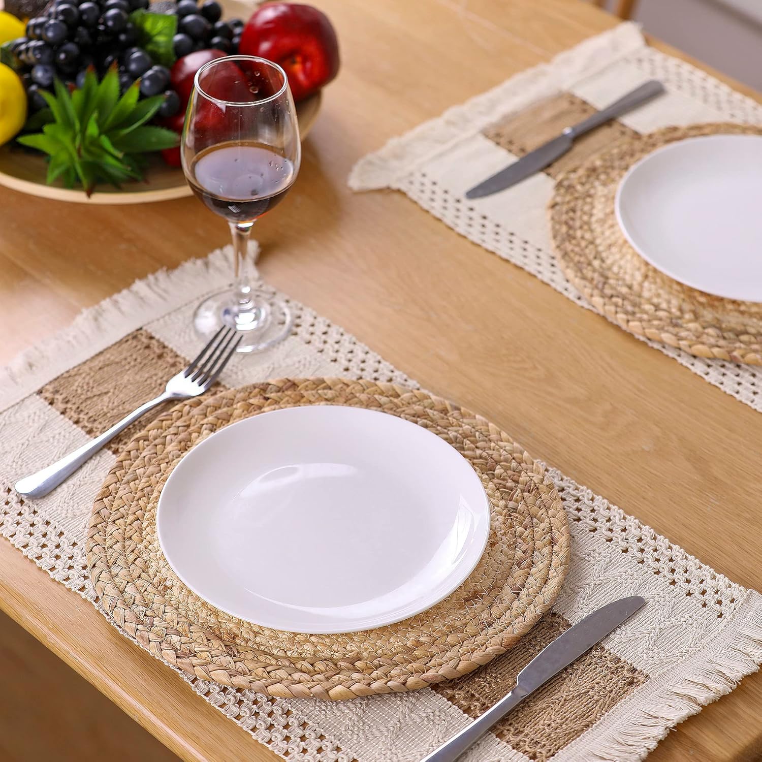 Natural Boho Placemats Set - Rustic Durable for Home Use