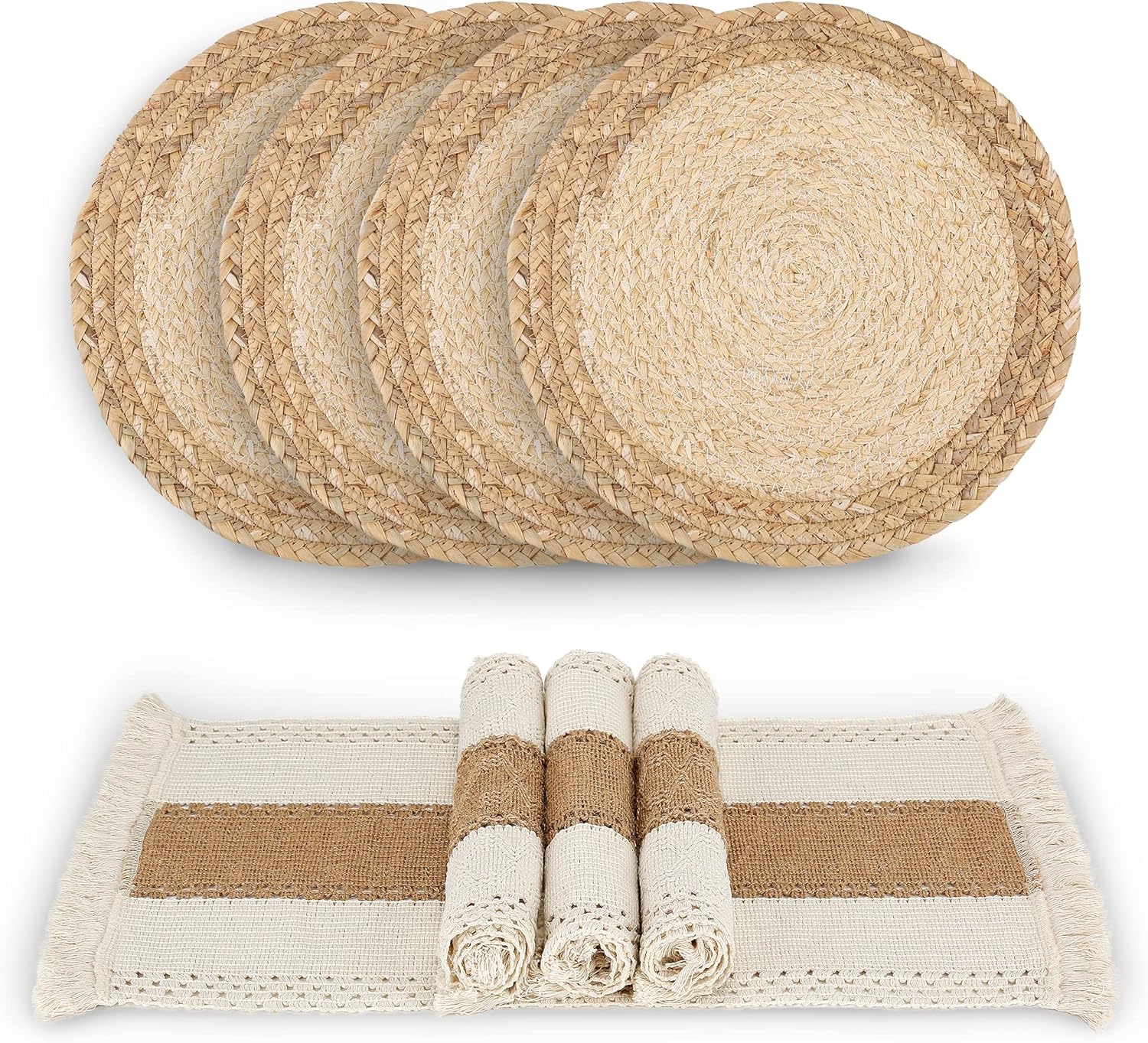 Natural Boho Placemats Set - Rustic Durable for Home Use