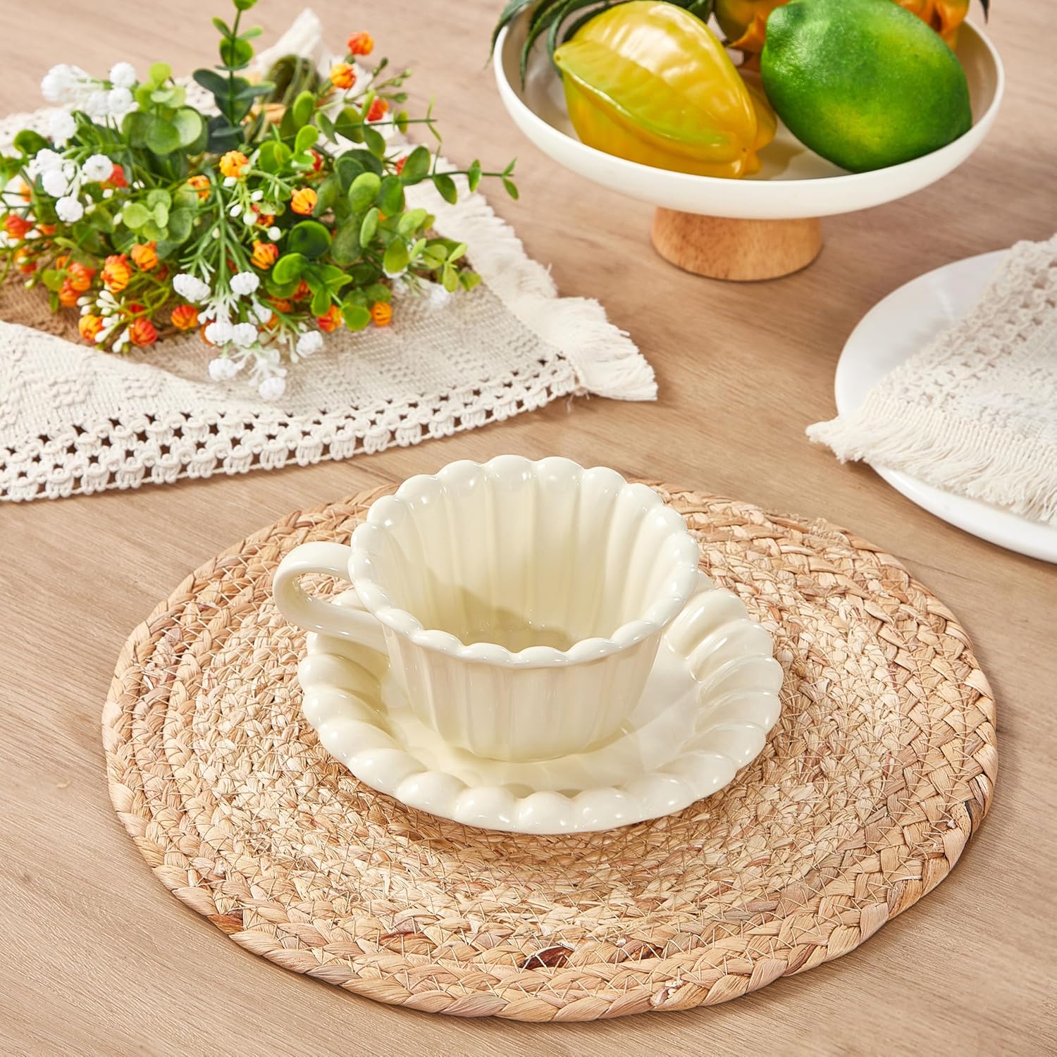 Denique Boho Placemats Set with Table Runner 13PCS Set