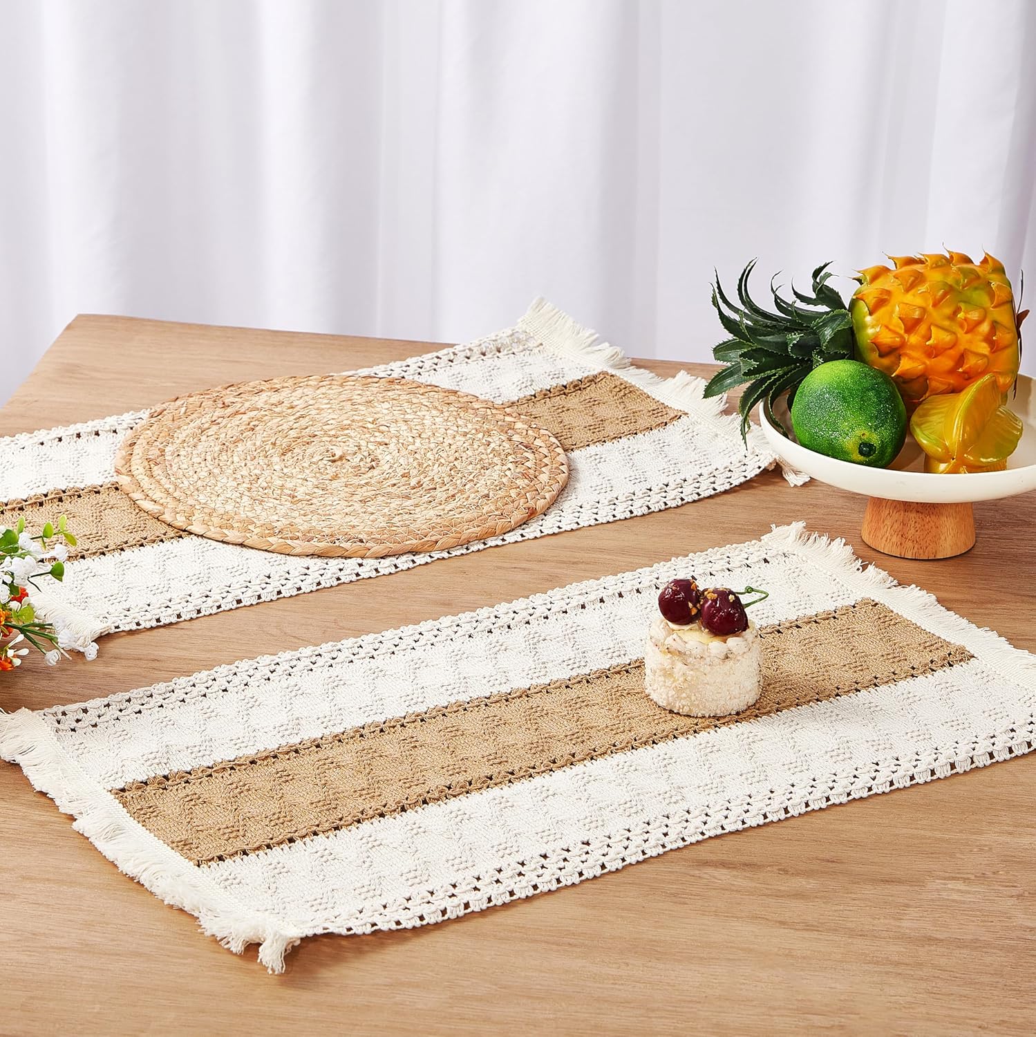 Denique Boho Placemats Set with Table Runner 13PCS Set