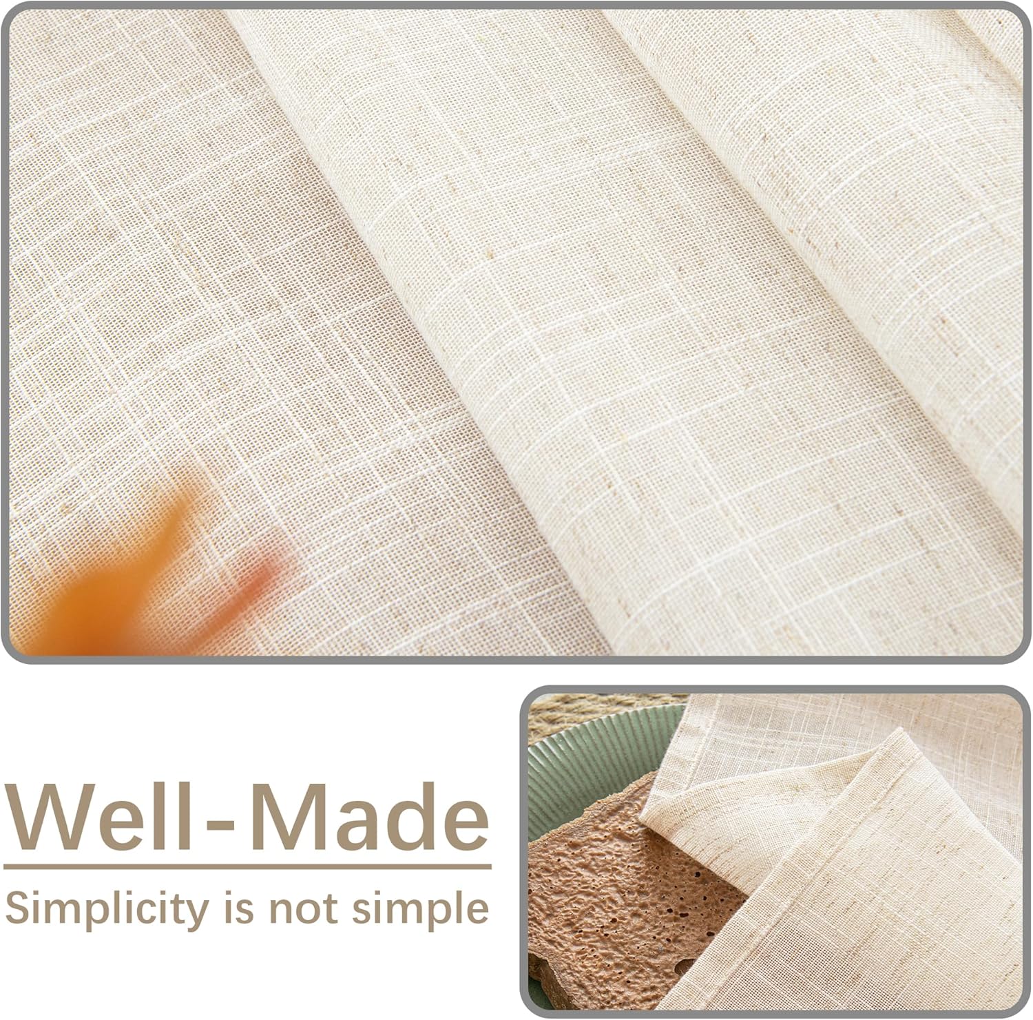 Natural Linen Textured Tablecloth Water Resistant