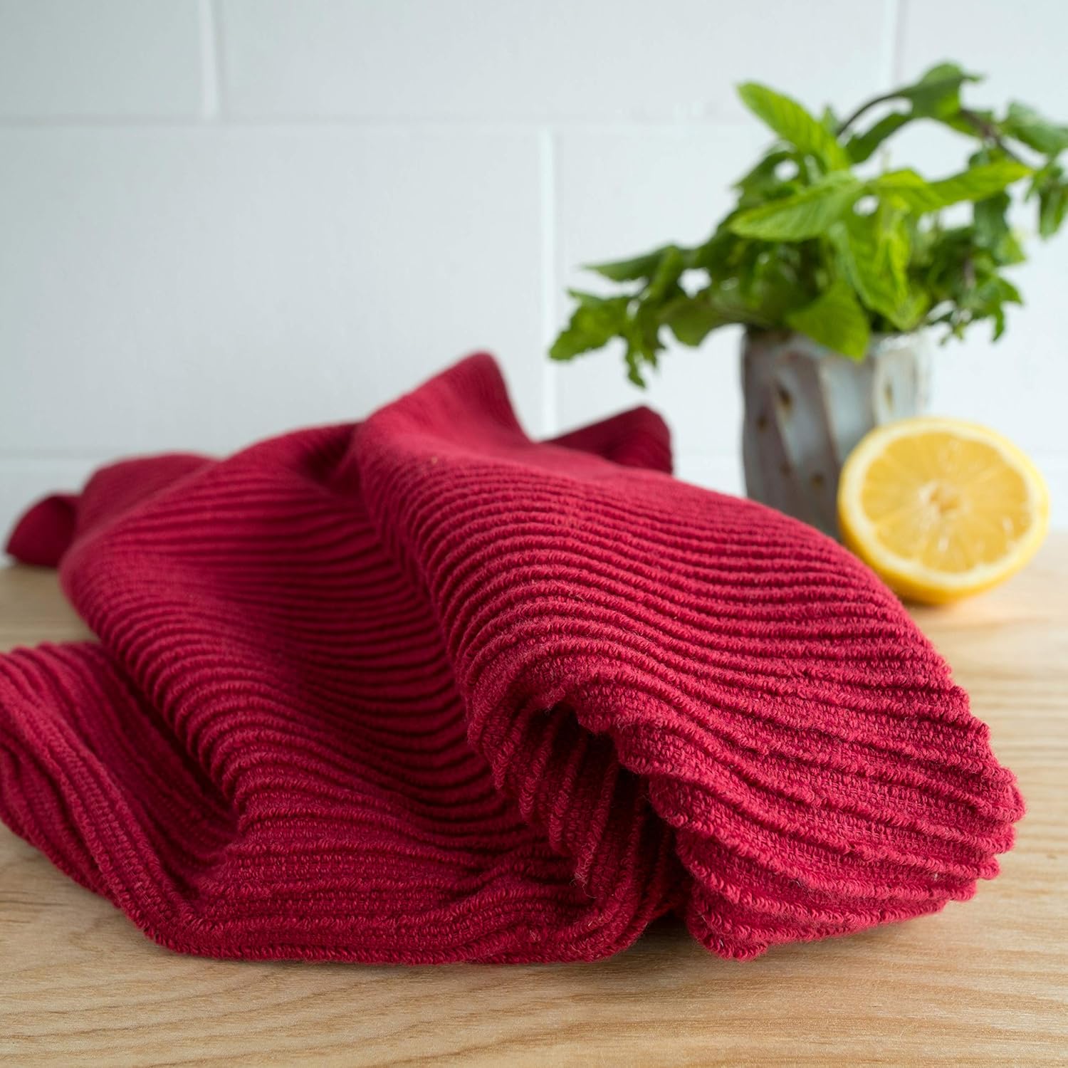 Now Designs Ripple Kitchen Towel Set 2 x Carmine Red