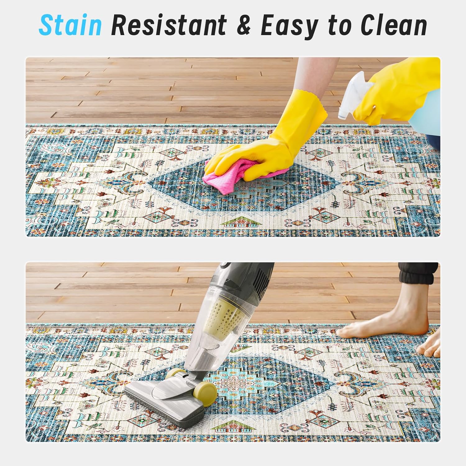 HappyTrends Boho Anti-Fatigue Kitchen Mat Set for Ergonomic Comfort