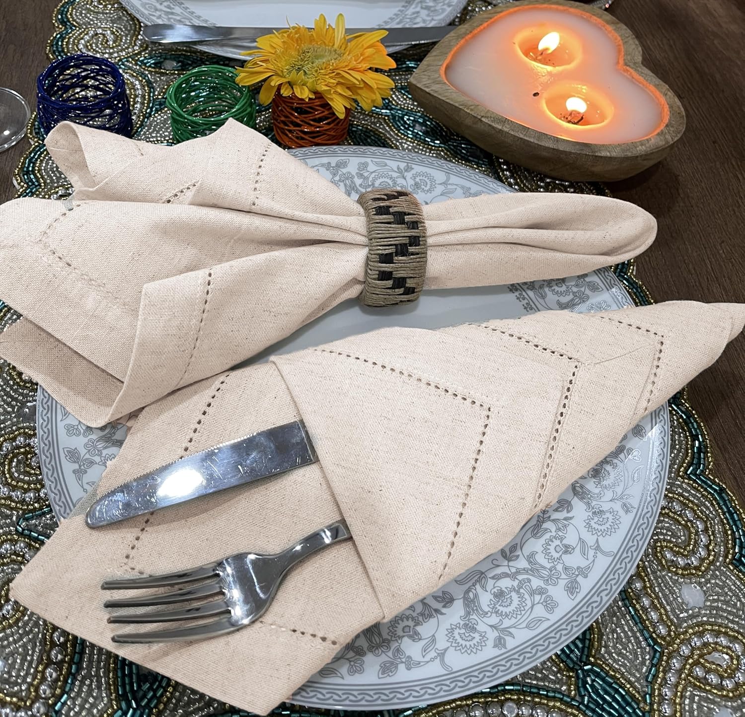 Elegant 18x18 Flax Linen Napkins Set