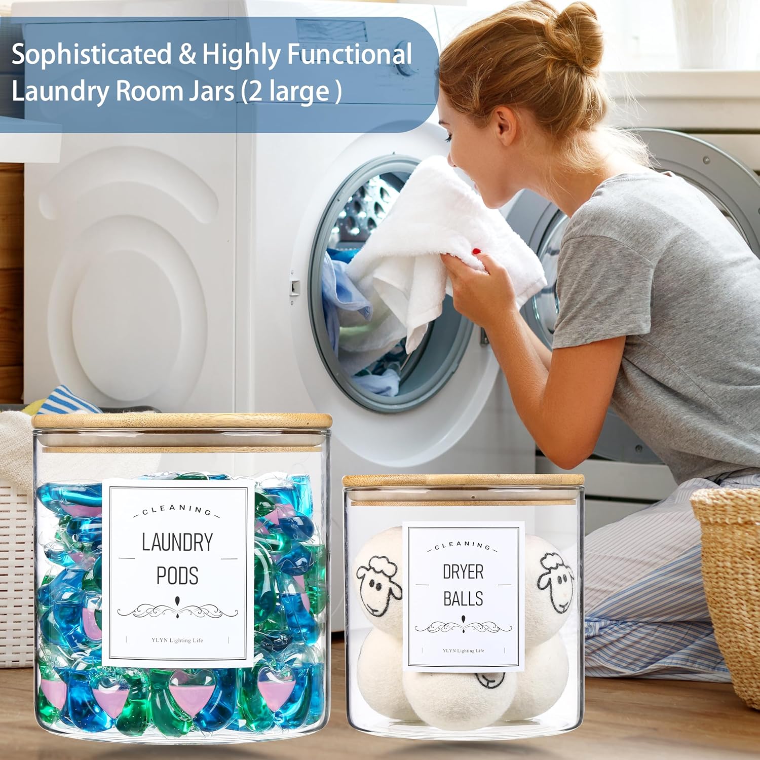 Premium Glass Laundry Jars from CYYKDA