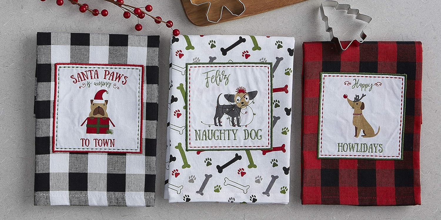 festive kitchen towels for dogs and cats