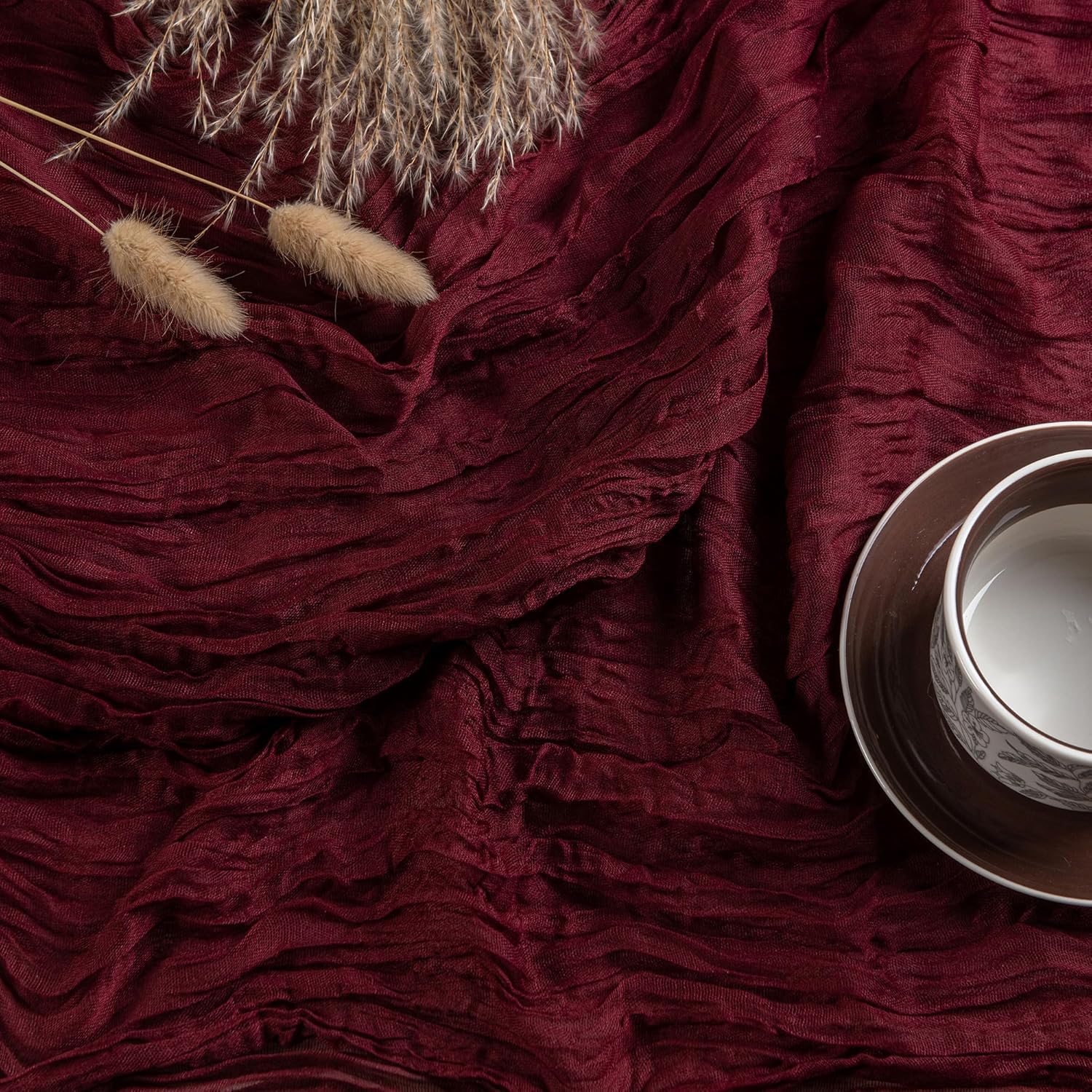 Elegant 2-Pack Burgundy Table Runner for Weddings and Parties